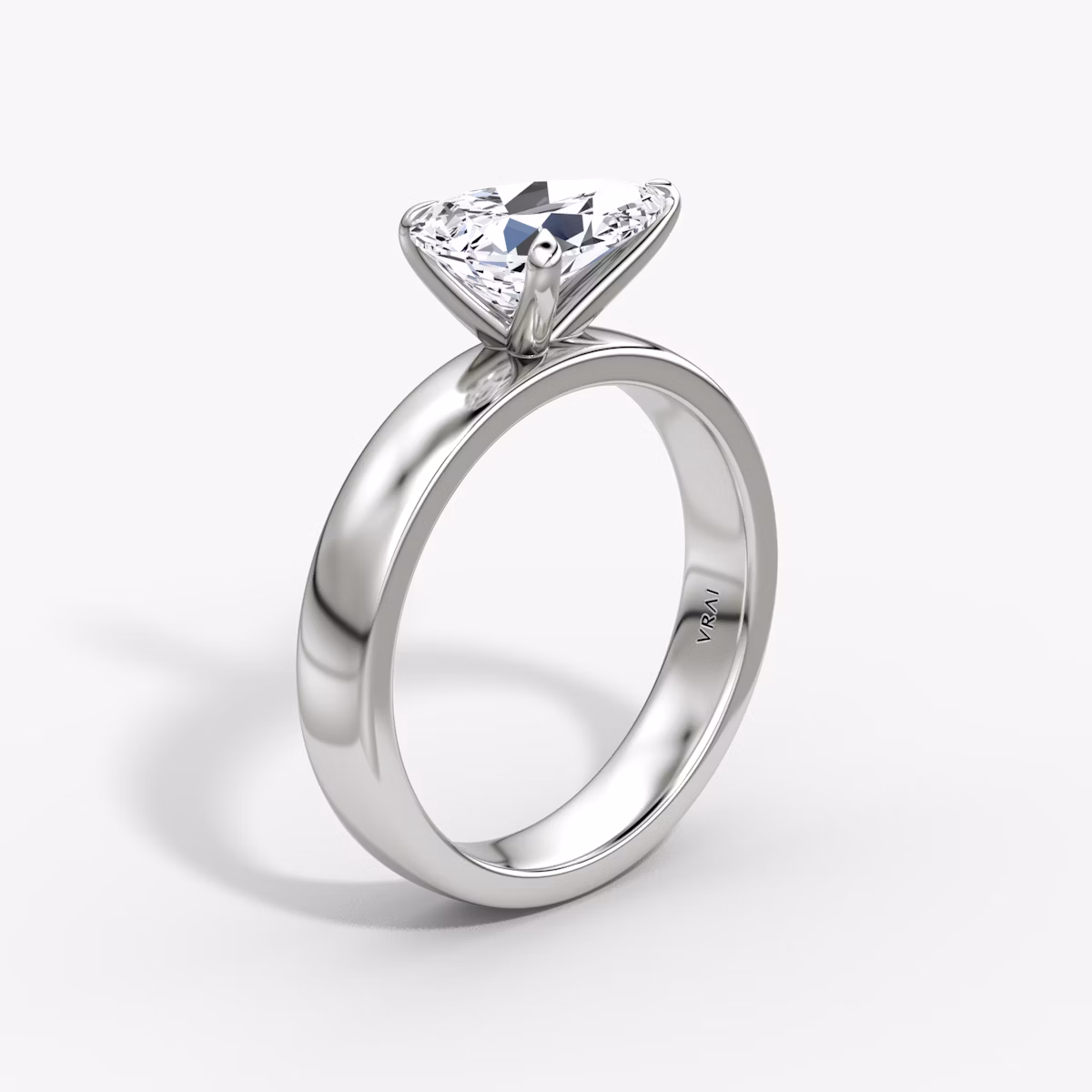 Cigar Band Solitaire | Pear | 18k | White Gold | bandWidth: 4mm | diamondOrientation: horizontal | caratWeight: other