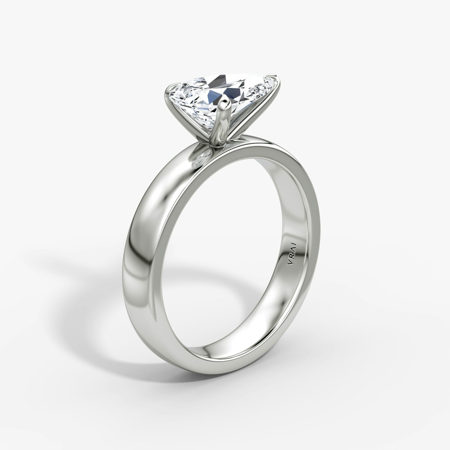 Cigar Band Solitaire | Pear | 18k | White Gold | bandWidth: 4mm | diamondOrientation: horizontal | caratWeight: other