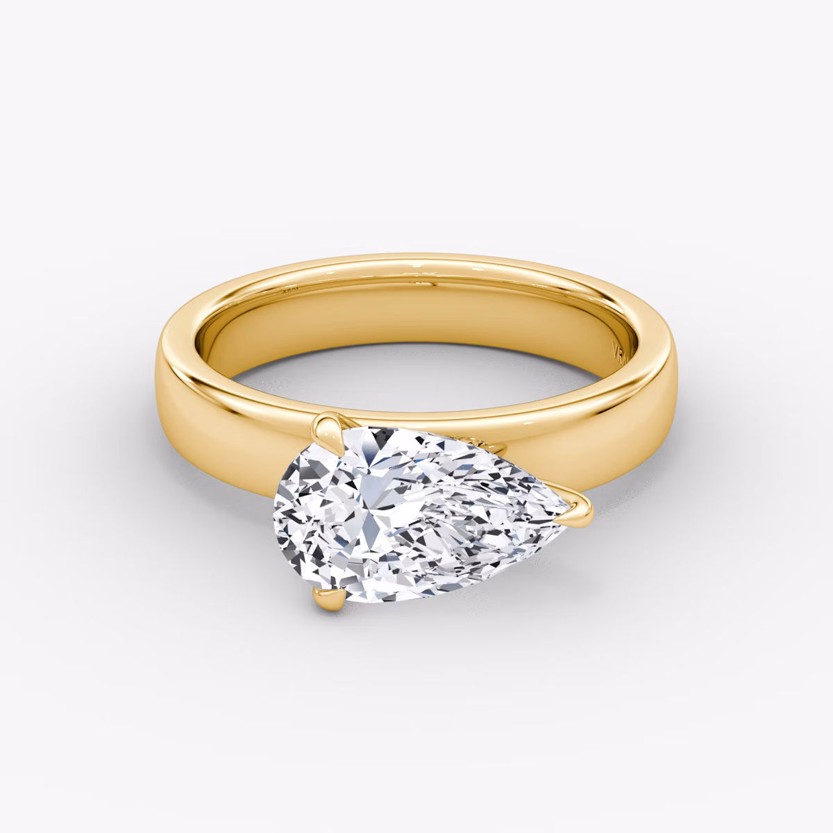 Cigar Band Solitaire | Pear | 18k | Yellow Gold | bandWidth: 4mm | diamondOrientation: horizontal | caratWeight: other