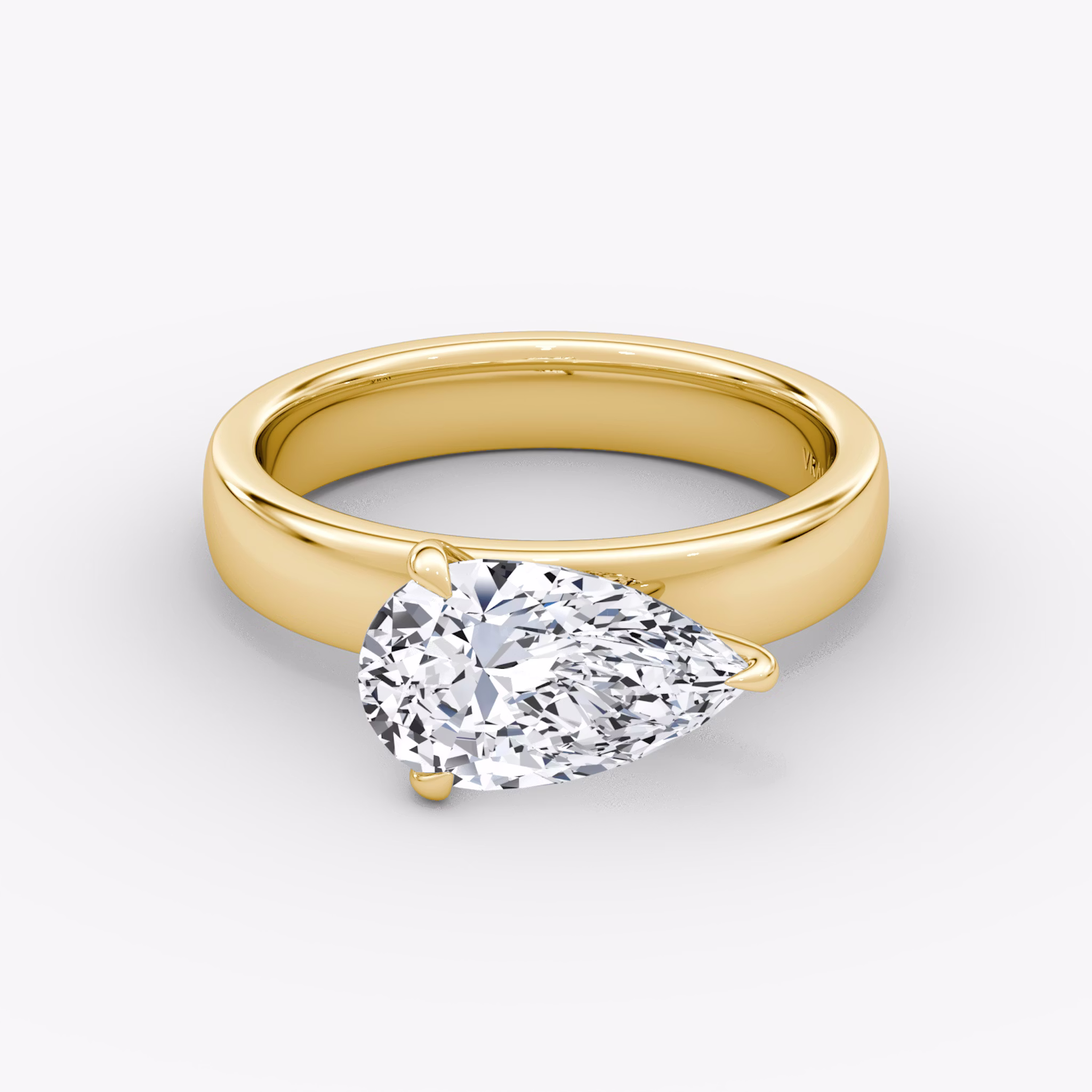 Cigar Band Solitaire | Pear | 18k | Yellow Gold | bandWidth: 4mm | diamondOrientation: horizontal | caratWeight: other