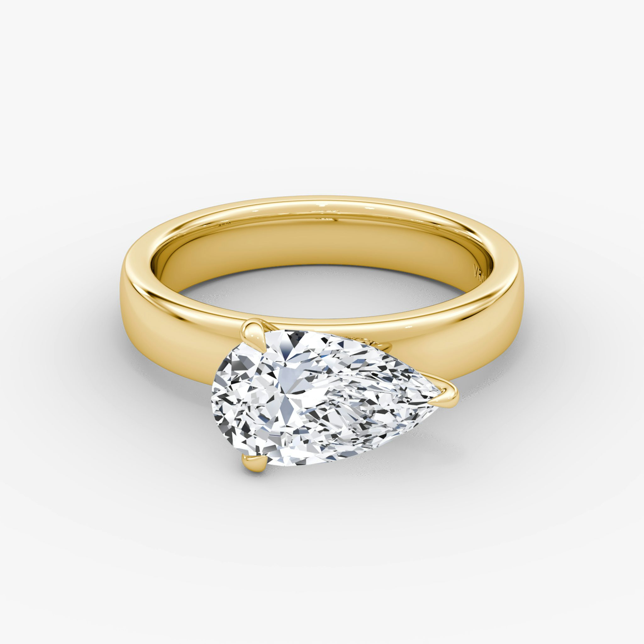 Cigar Band Solitaire | Pear | 18k | Yellow Gold | bandWidth: 4mm | diamondOrientation: horizontal | caratWeight: other