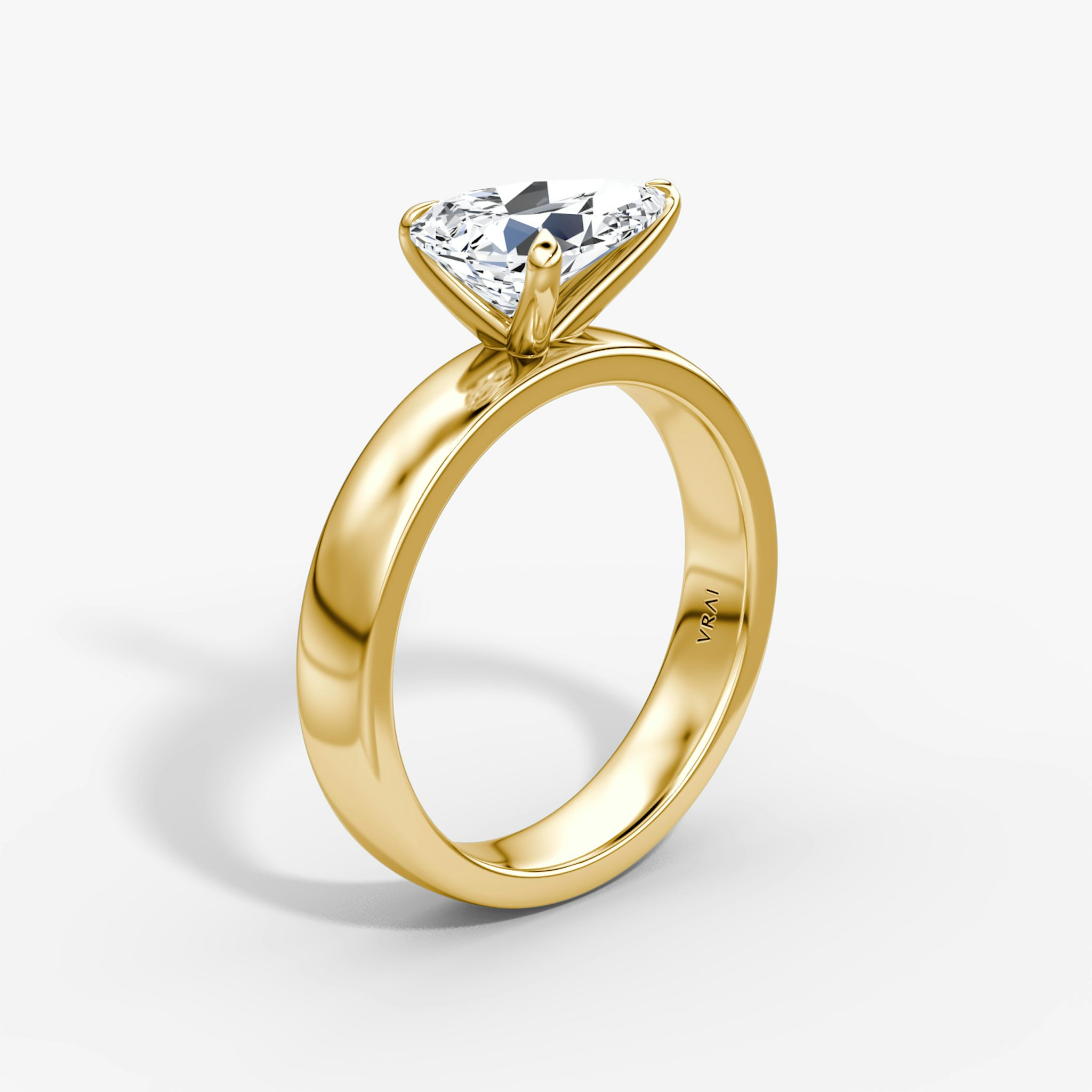 Cigar Band Solitaire | Pear | 18k | Yellow Gold | bandWidth: 4mm | diamondOrientation: horizontal | caratWeight: other