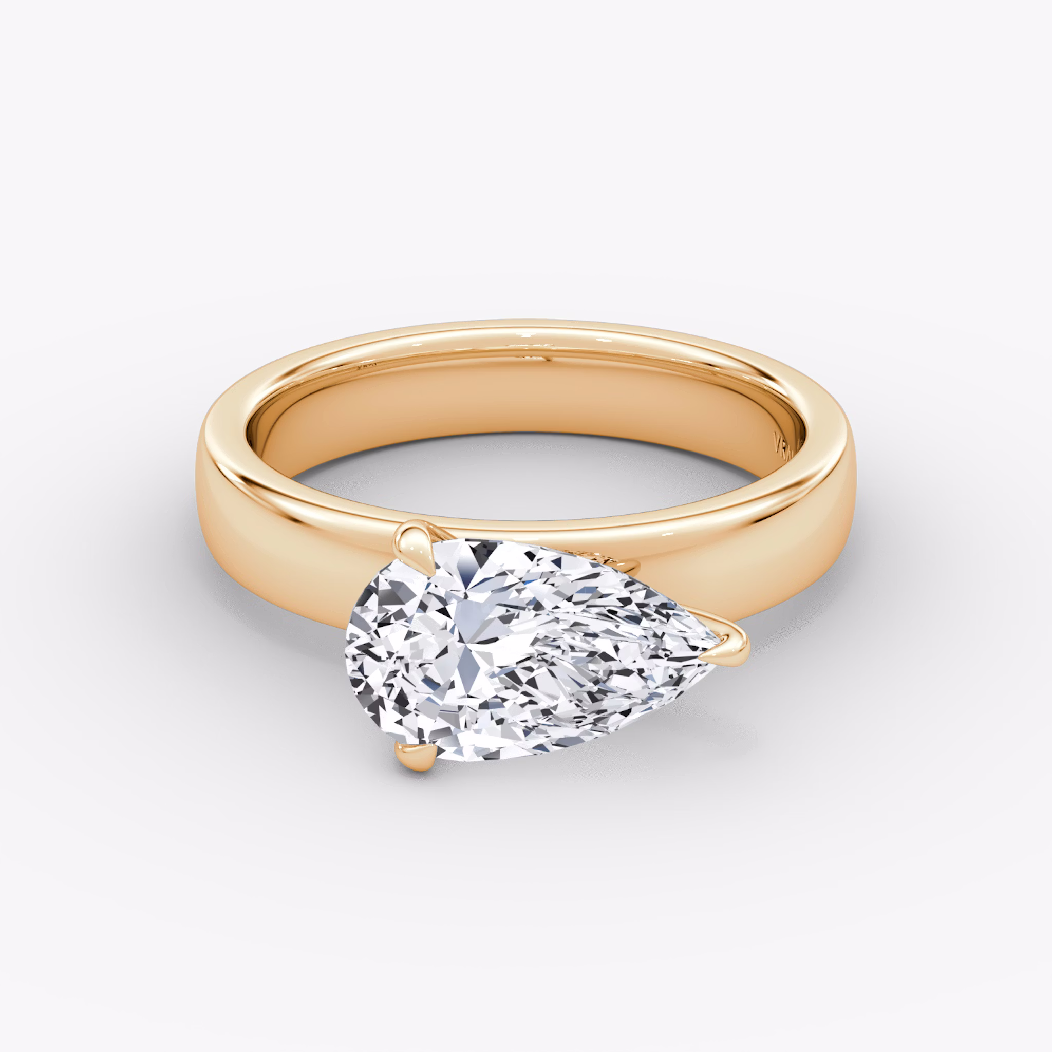 Cigar Band Solitaire | Pear | 14k | Rose Gold | bandWidth: 4mm | diamondOrientation: horizontal | caratWeight: other