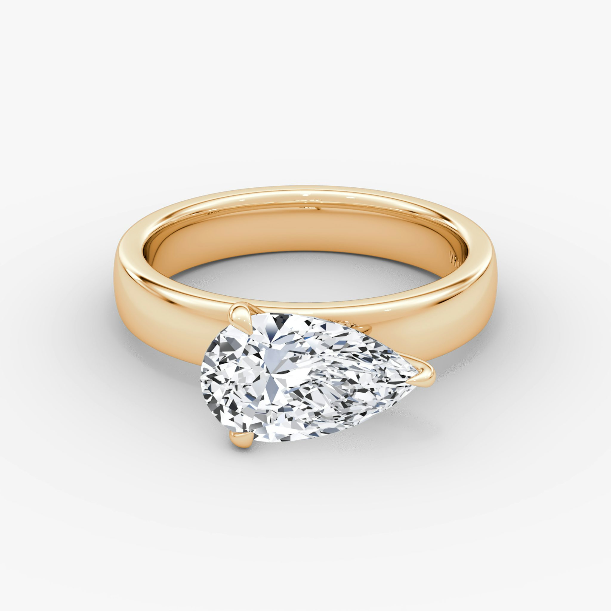 Cigar Band Solitaire | Pear | 14k | Rose Gold | bandWidth: 4mm | diamondOrientation: horizontal | caratWeight: other