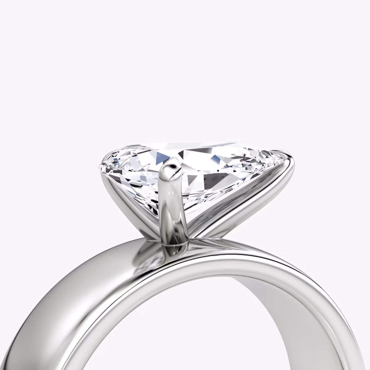 Cigar Band Solitaire | Pear | 18k | White Gold | bandWidth: 6mm | diamondOrientation: horizontal | caratWeight: other