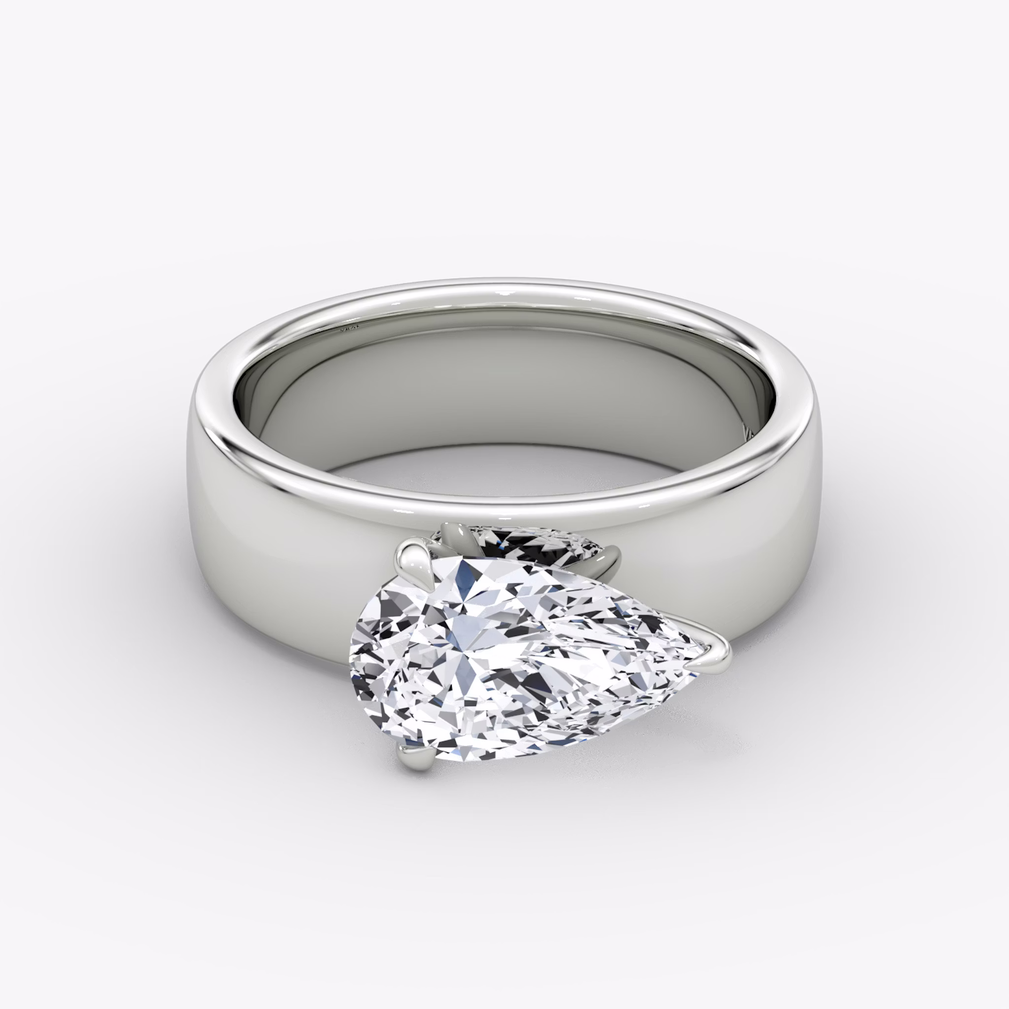 Cigar Band Solitaire | Pear | Platinum | bandWidth: 6mm | diamondOrientation: horizontal | caratWeight: other