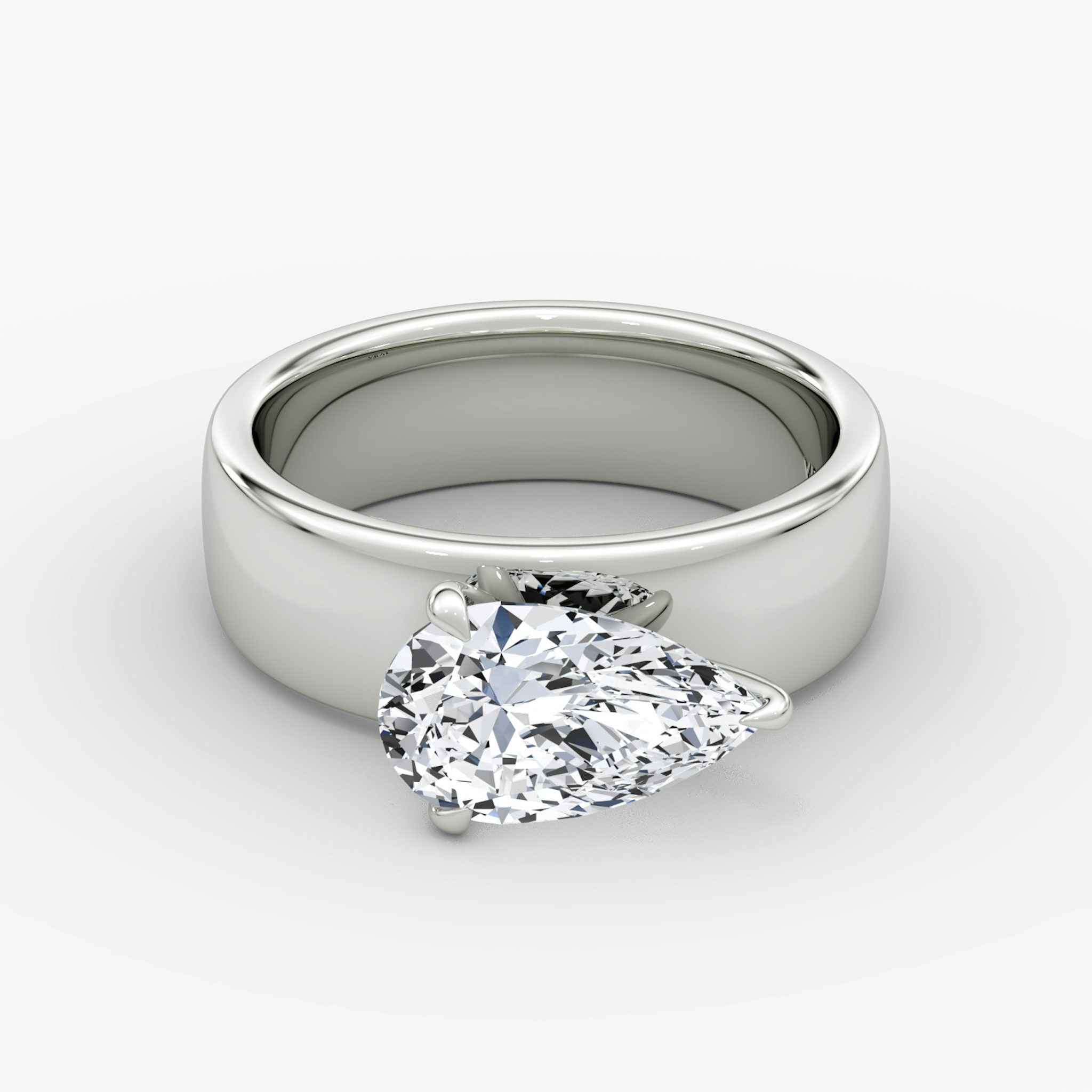 Cigar Band Solitaire | Pear | Platinum | bandWidth: 6mm | diamondOrientation: horizontal | caratWeight: other