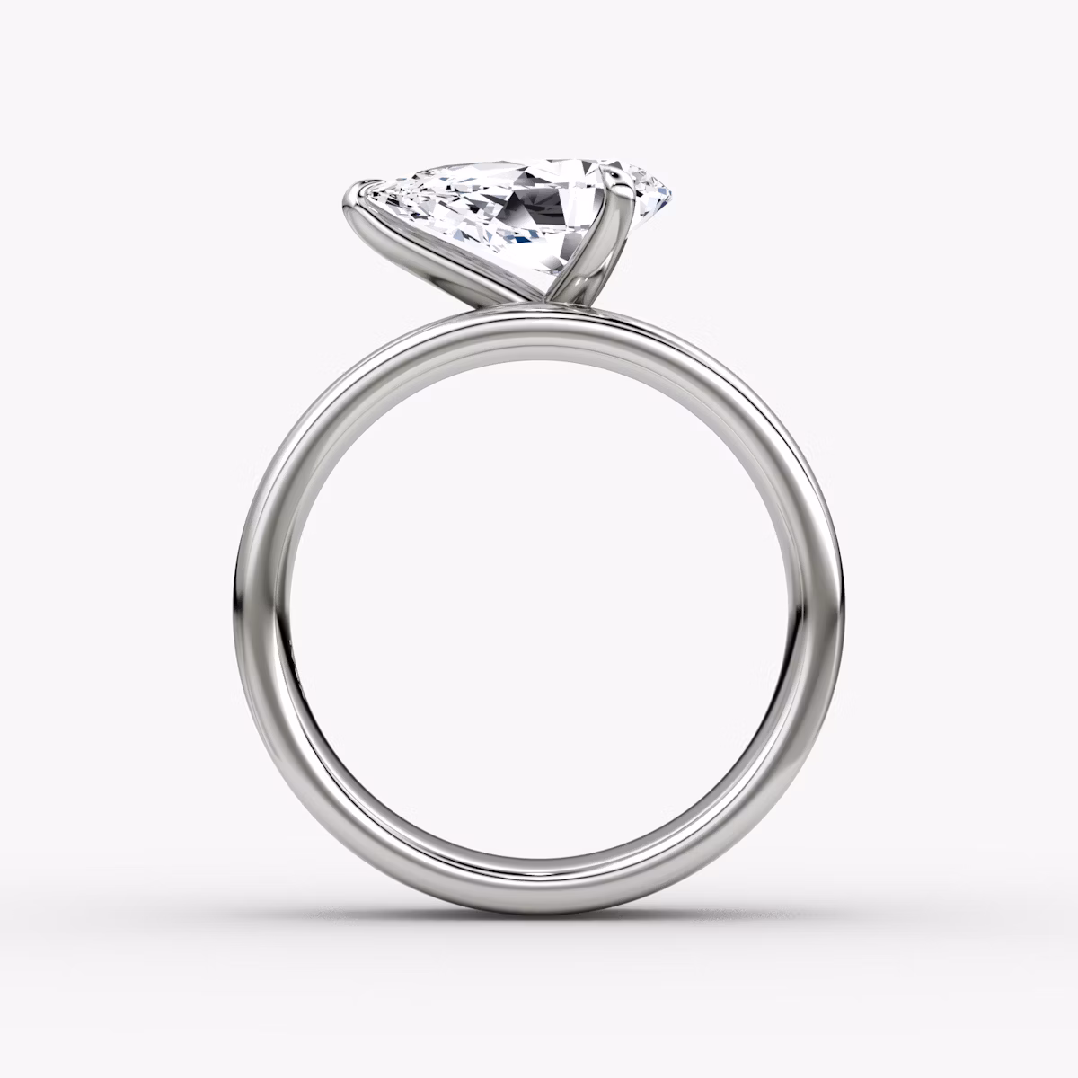 Cigar Band Solitaire | Pear | 18k | White Gold | bandWidth: 6mm | diamondOrientation: horizontal | caratWeight: other