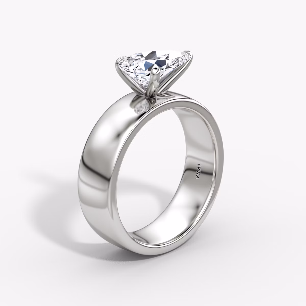 Cigar Band Solitaire | Pear | 18k | White Gold | bandWidth: 6mm | diamondOrientation: horizontal | caratWeight: other