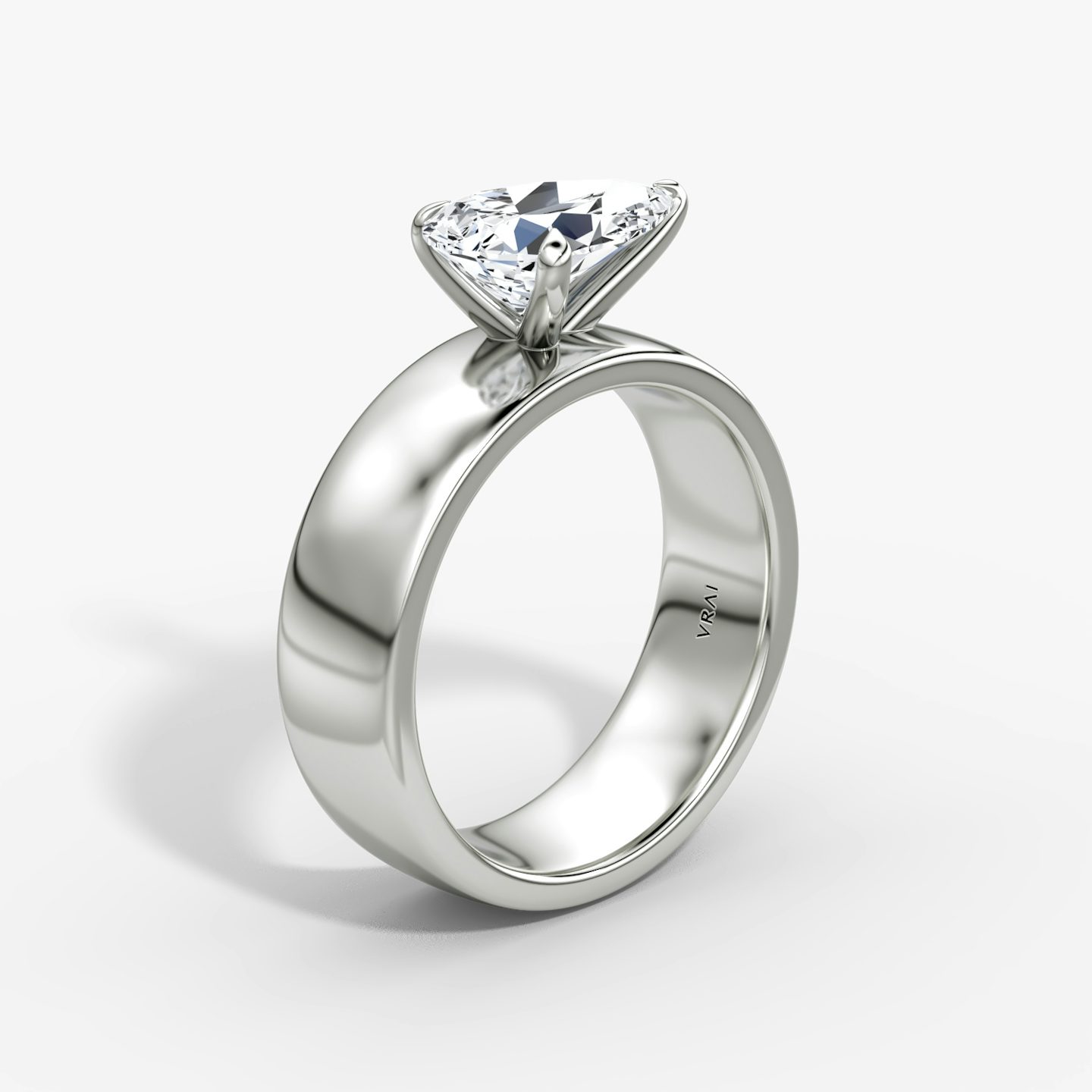 Cigar Band Solitaire | Pear | 18k | White Gold | bandWidth: 6mm | diamondOrientation: horizontal | caratWeight: other