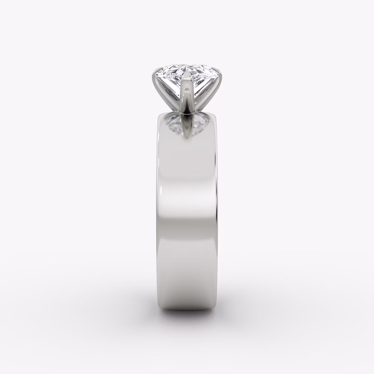 Cigar Band Solitaire | Pear | 18k | White Gold | bandWidth: 6mm | diamondOrientation: horizontal | caratWeight: other