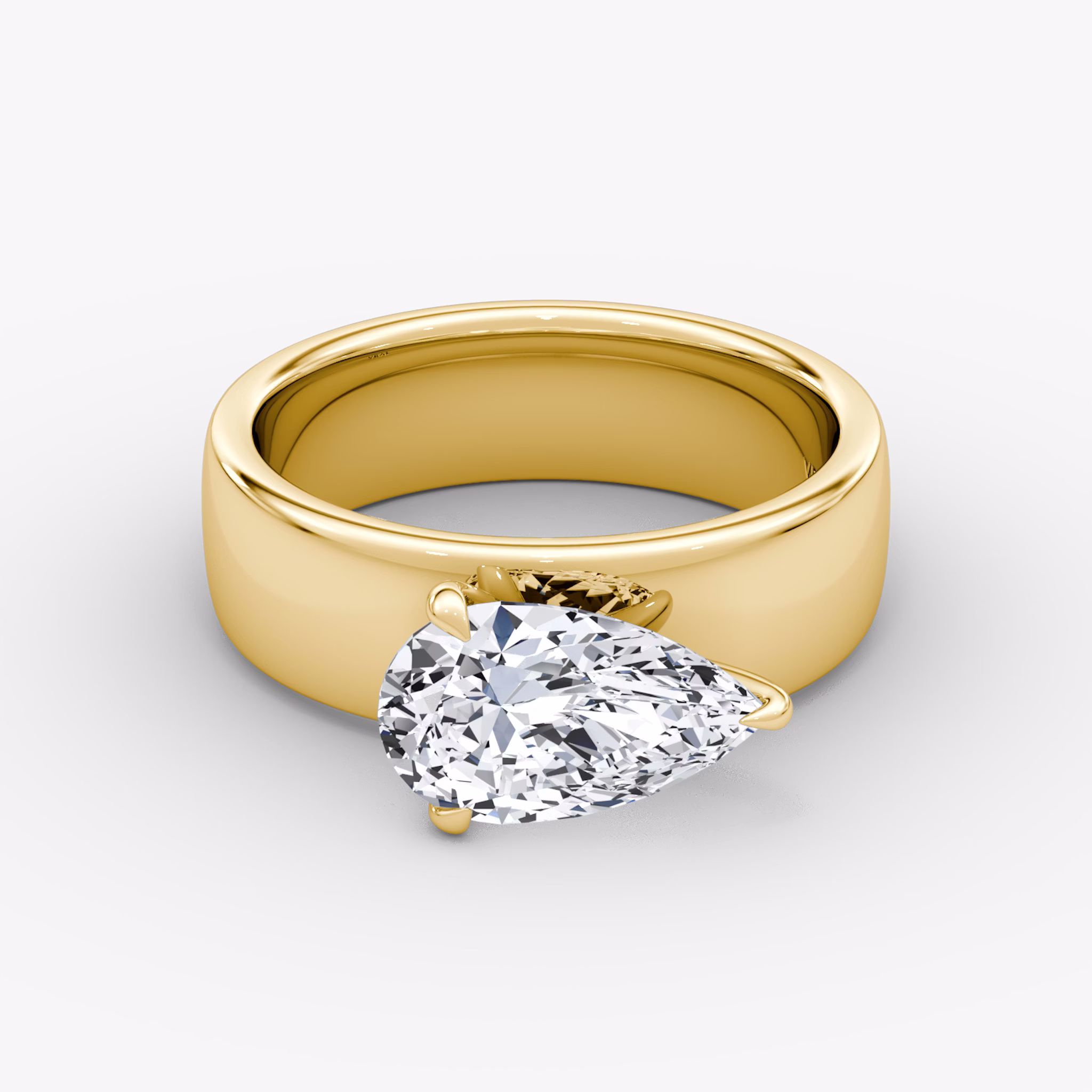 Cigar Band Solitaire | Pear | 18k | Yellow Gold | bandWidth: 6mm | diamondOrientation: horizontal | caratWeight: other