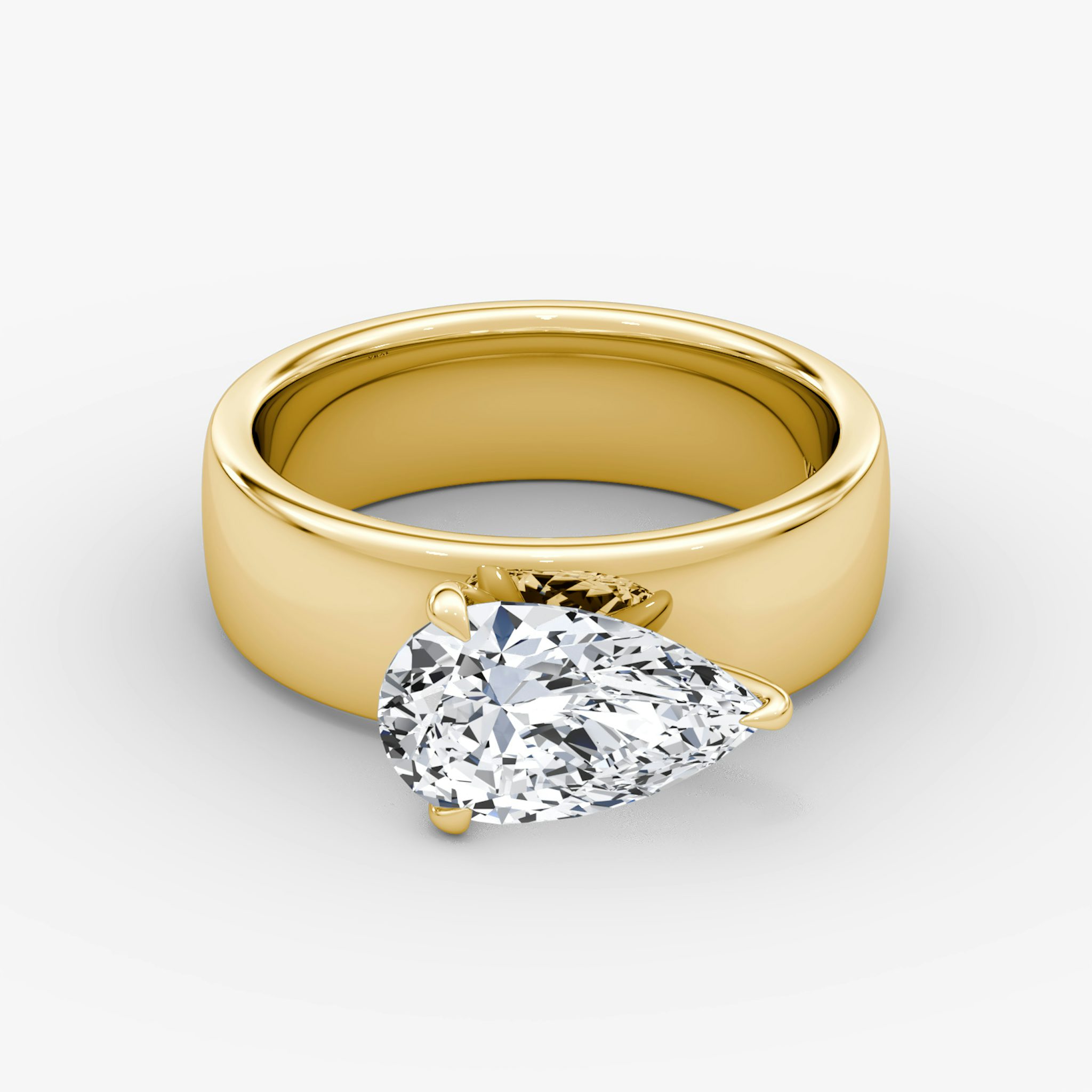 Cigar Band Solitaire | Pear | 18k | Yellow Gold | bandWidth: 6mm | diamondOrientation: horizontal | caratWeight: other