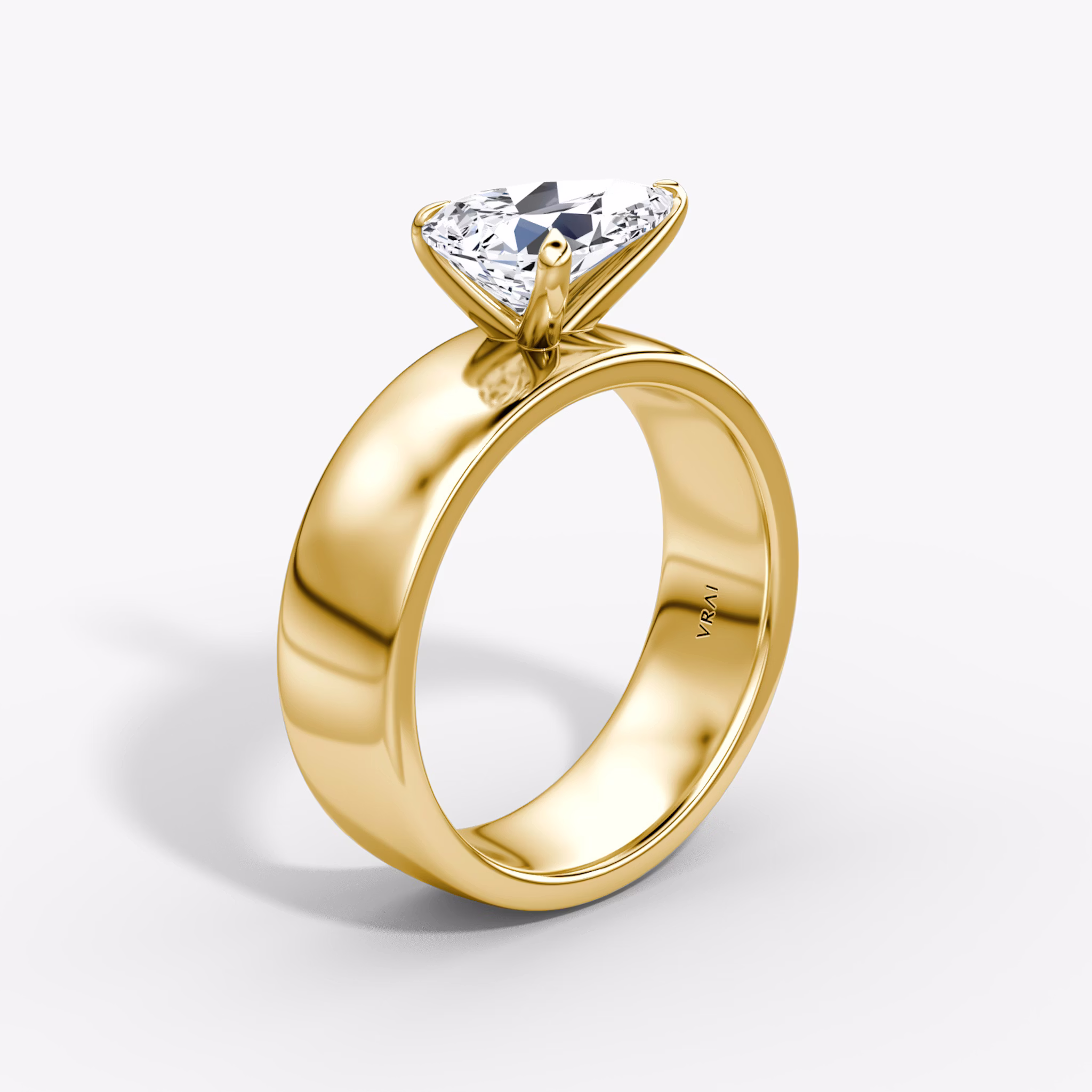 Cigar Band Solitaire | Pear | 18k | Yellow Gold | bandWidth: 6mm | diamondOrientation: horizontal | caratWeight: other