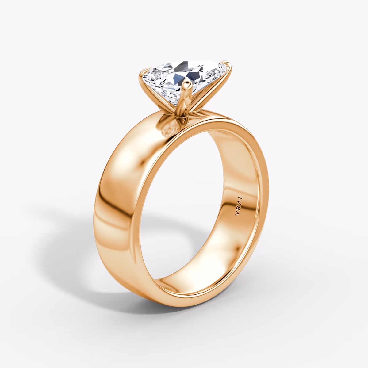 Cigar Band Solitaire | Pear | 14k | Rose Gold | bandWidth: 6mm | diamondOrientation: horizontal | caratWeight: other