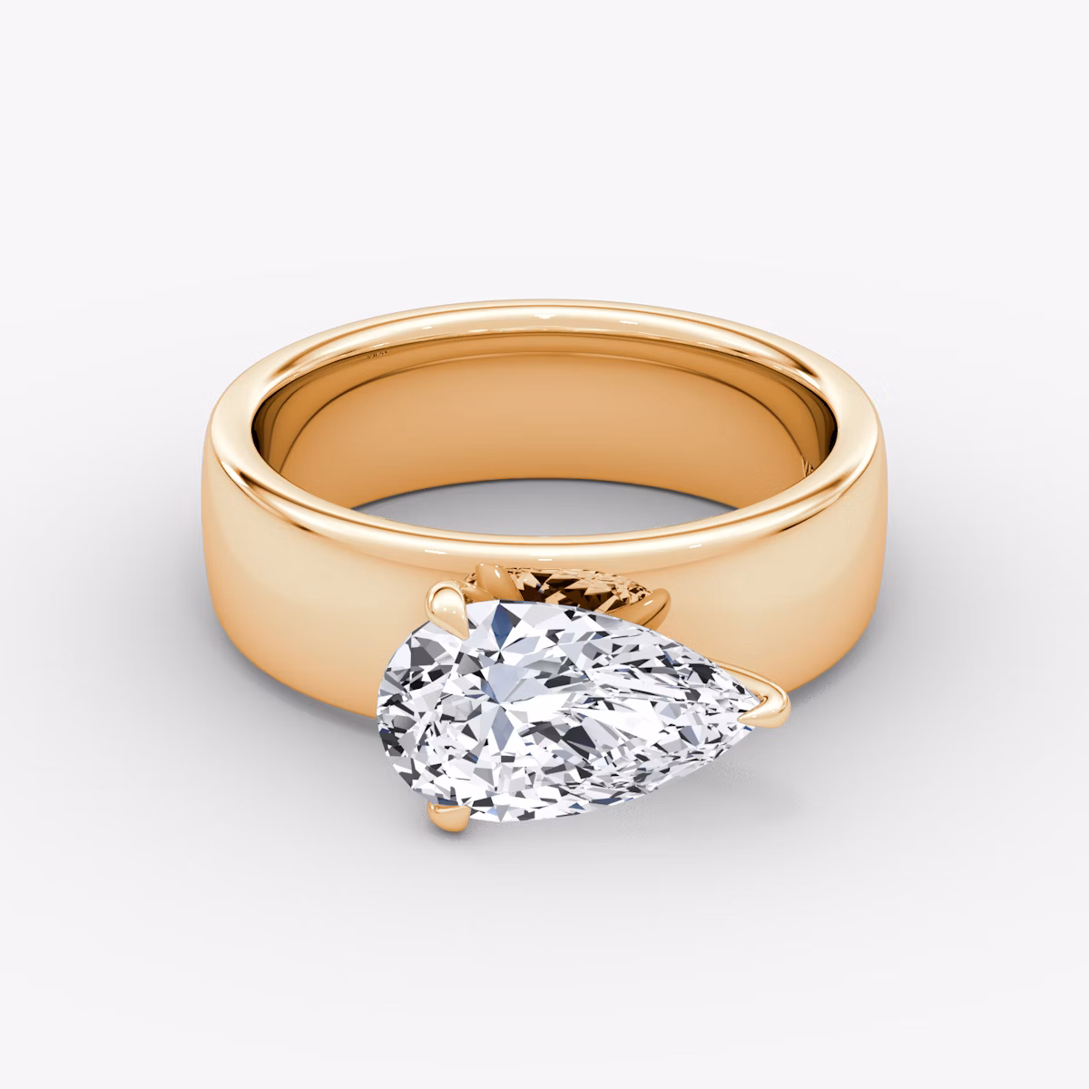 Cigar Band Solitaire | Pear | 14k | Rose Gold | bandWidth: 6mm | diamondOrientation: horizontal | caratWeight: other