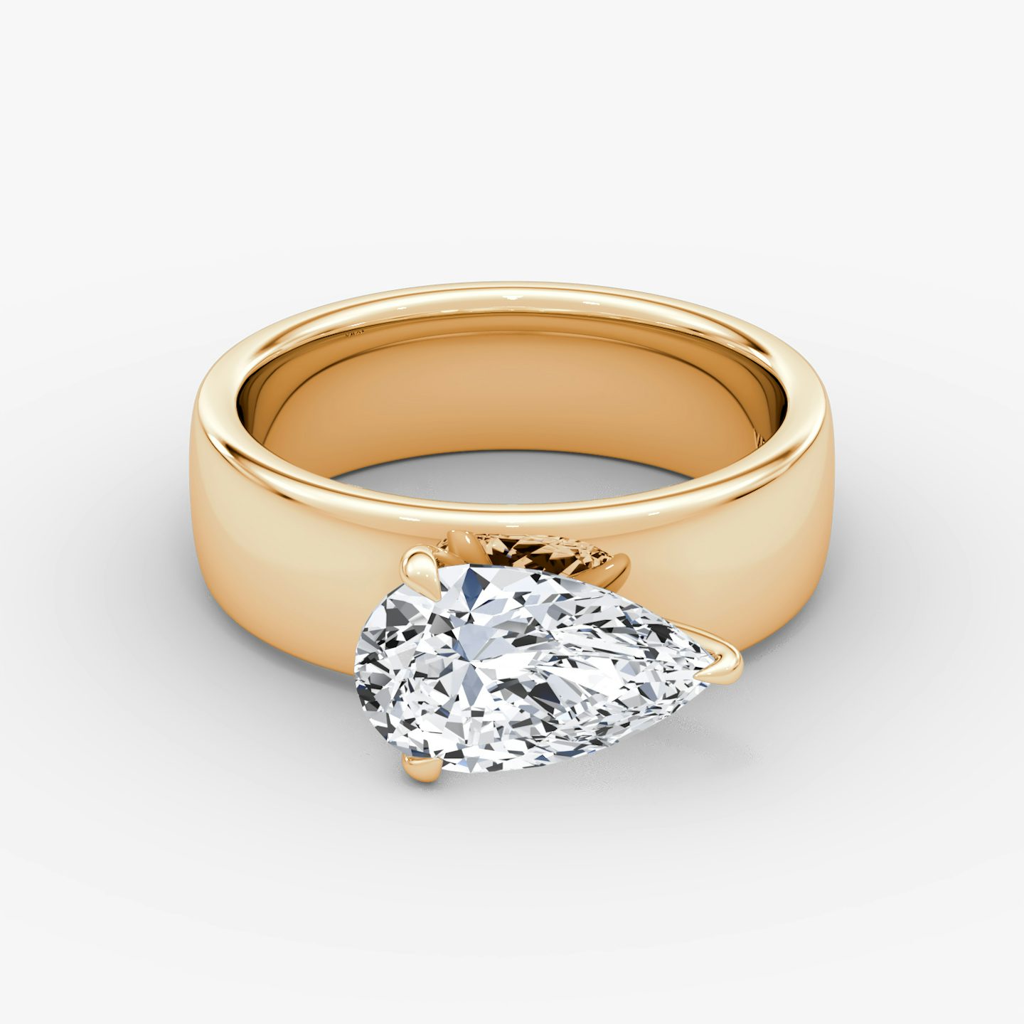 Cigar Band Solitaire | Pear | 14k | Rose Gold | bandWidth: 6mm | diamondOrientation: horizontal | caratWeight: other