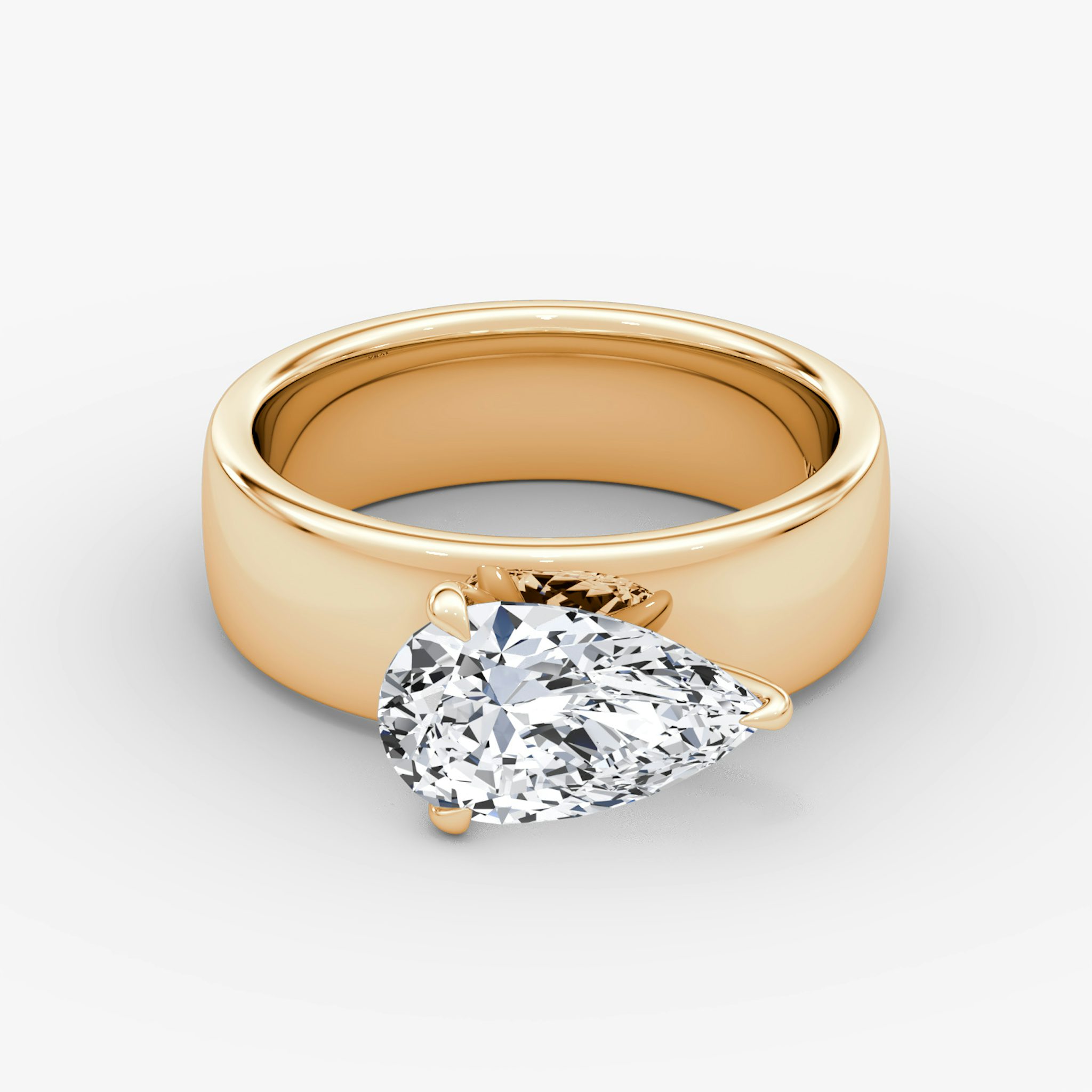 Cigar Band Solitaire | Pear | 14k | Rose Gold | bandWidth: 6mm | diamondOrientation: horizontal | caratWeight: other