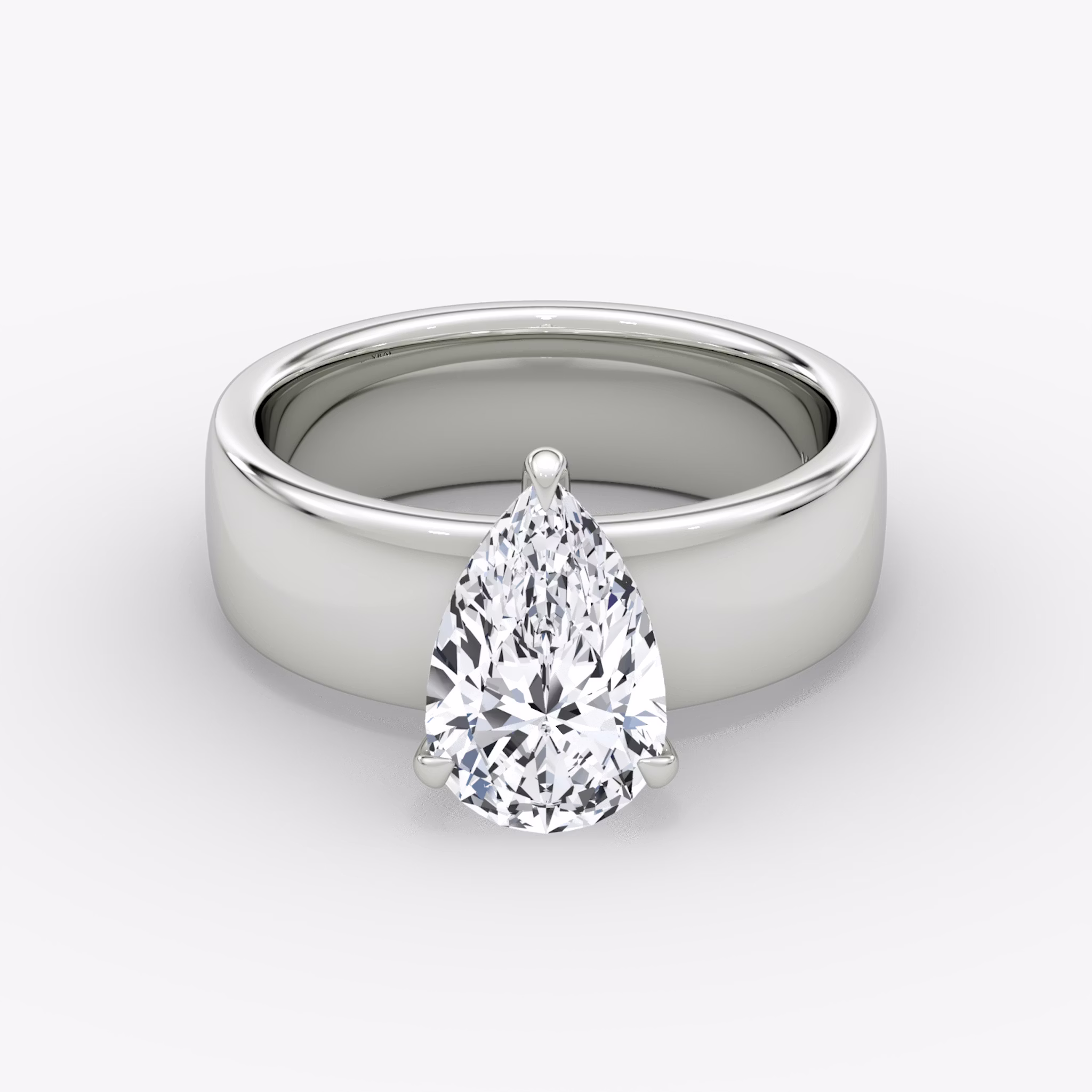 Cigar Band Solitaire | Pear | Platinum | bandWidth: 6mm | diamondOrientation: vertical | caratWeight: other