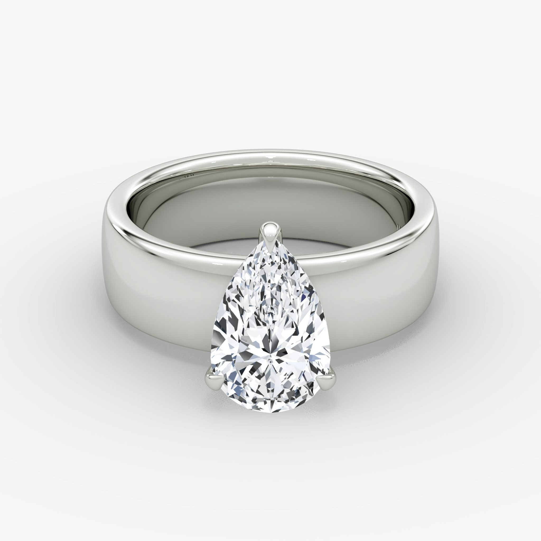 Cigar Band Solitaire | Pear | Platinum | bandWidth: 6mm | diamondOrientation: vertical | caratWeight: other