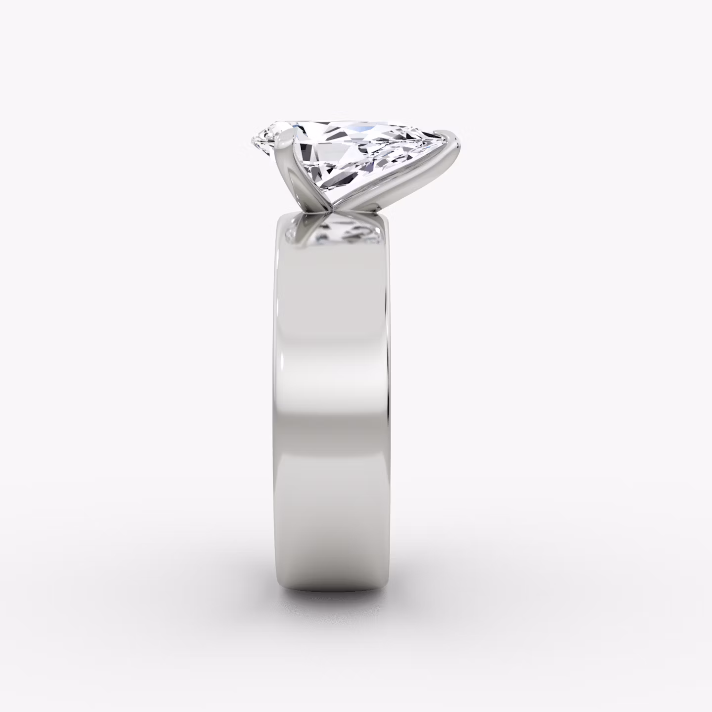 Cigar Band Solitaire | Pear | 18k | White Gold | bandWidth: 6mm | diamondOrientation: vertical | caratWeight: other
