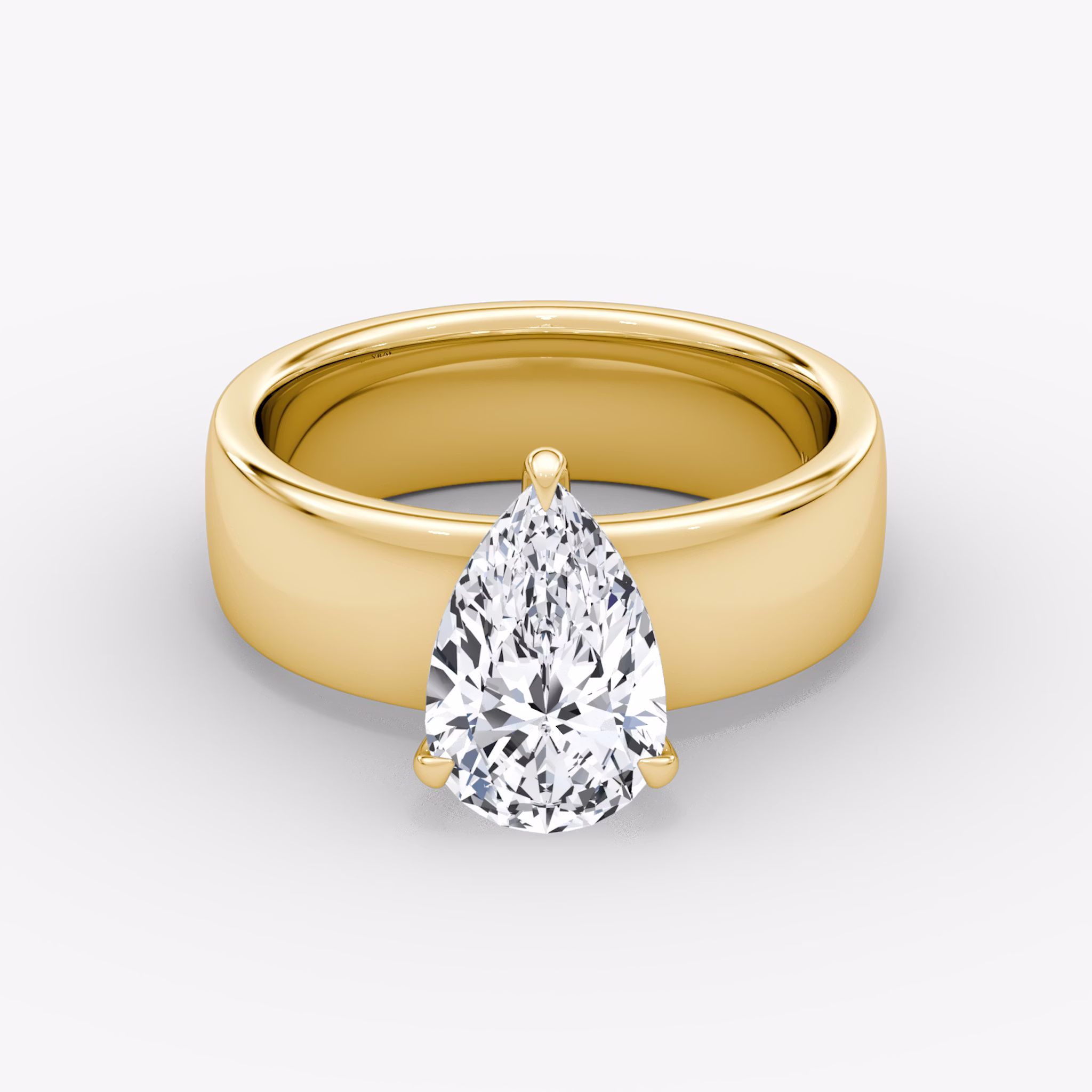 Cigar Band Solitaire | Pear | 18k | Yellow Gold | bandWidth: 6mm | diamondOrientation: vertical | caratWeight: other