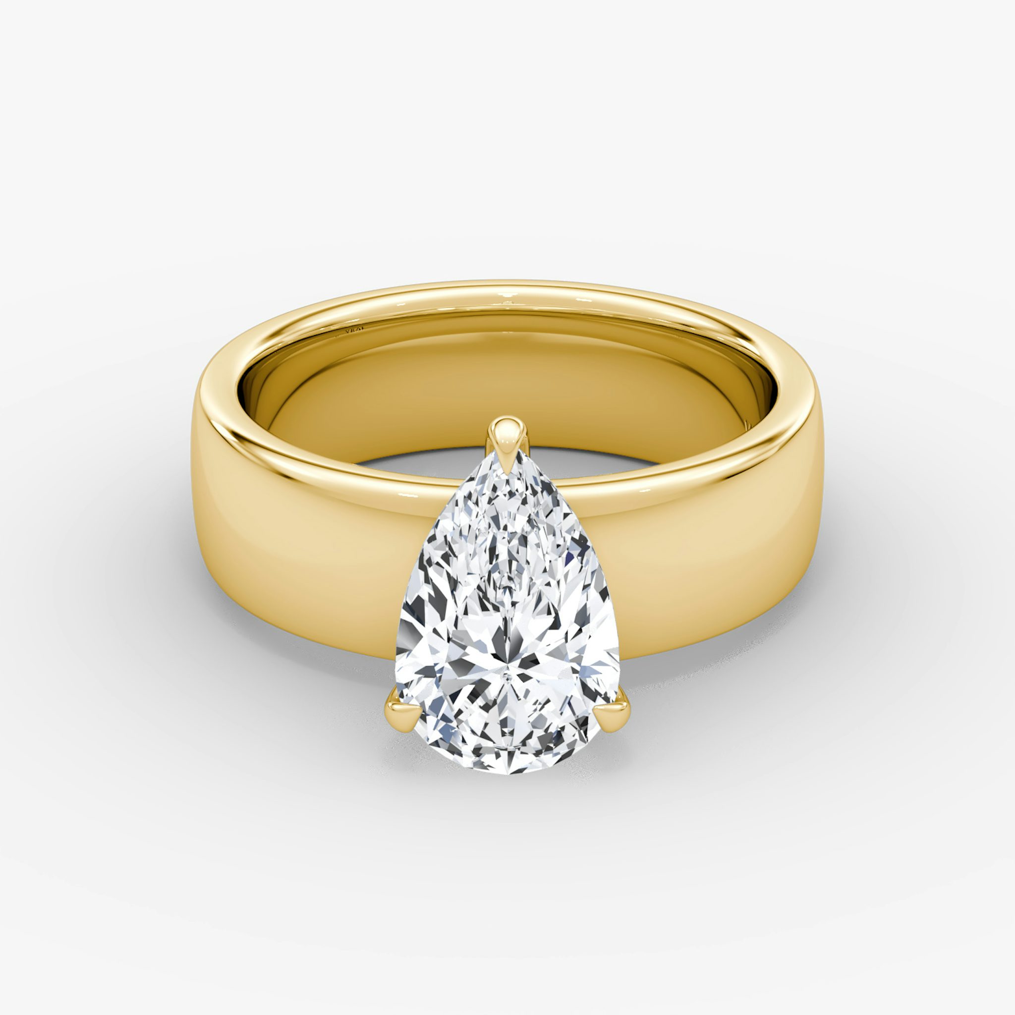 Cigar Band Solitaire | Pear | 18k | Yellow Gold | bandWidth: 6mm | diamondOrientation: vertical | caratWeight: other