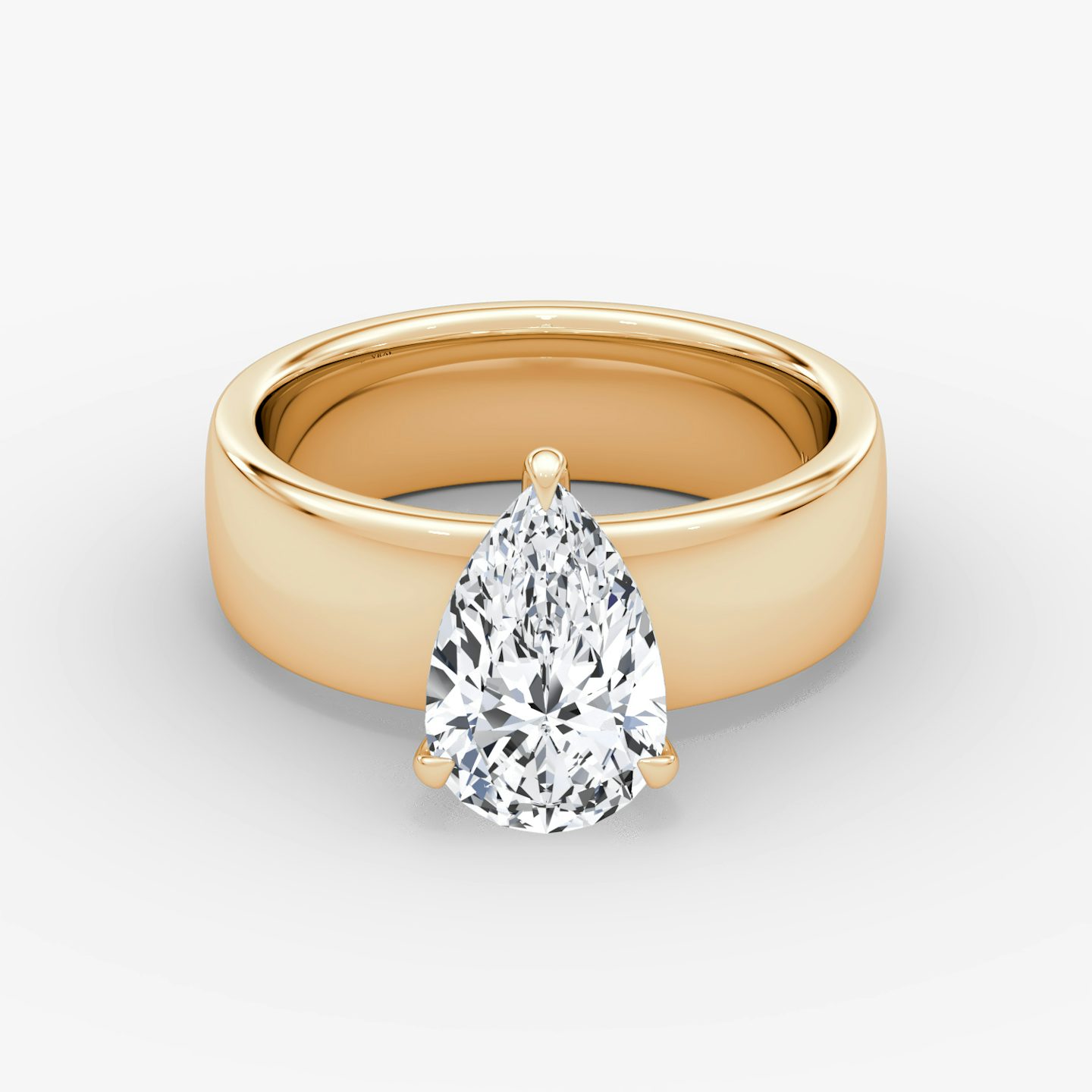 Cigar Band Solitaire | Pear | 14k | Rose Gold | bandWidth: 6mm | diamondOrientation: vertical | caratWeight: other