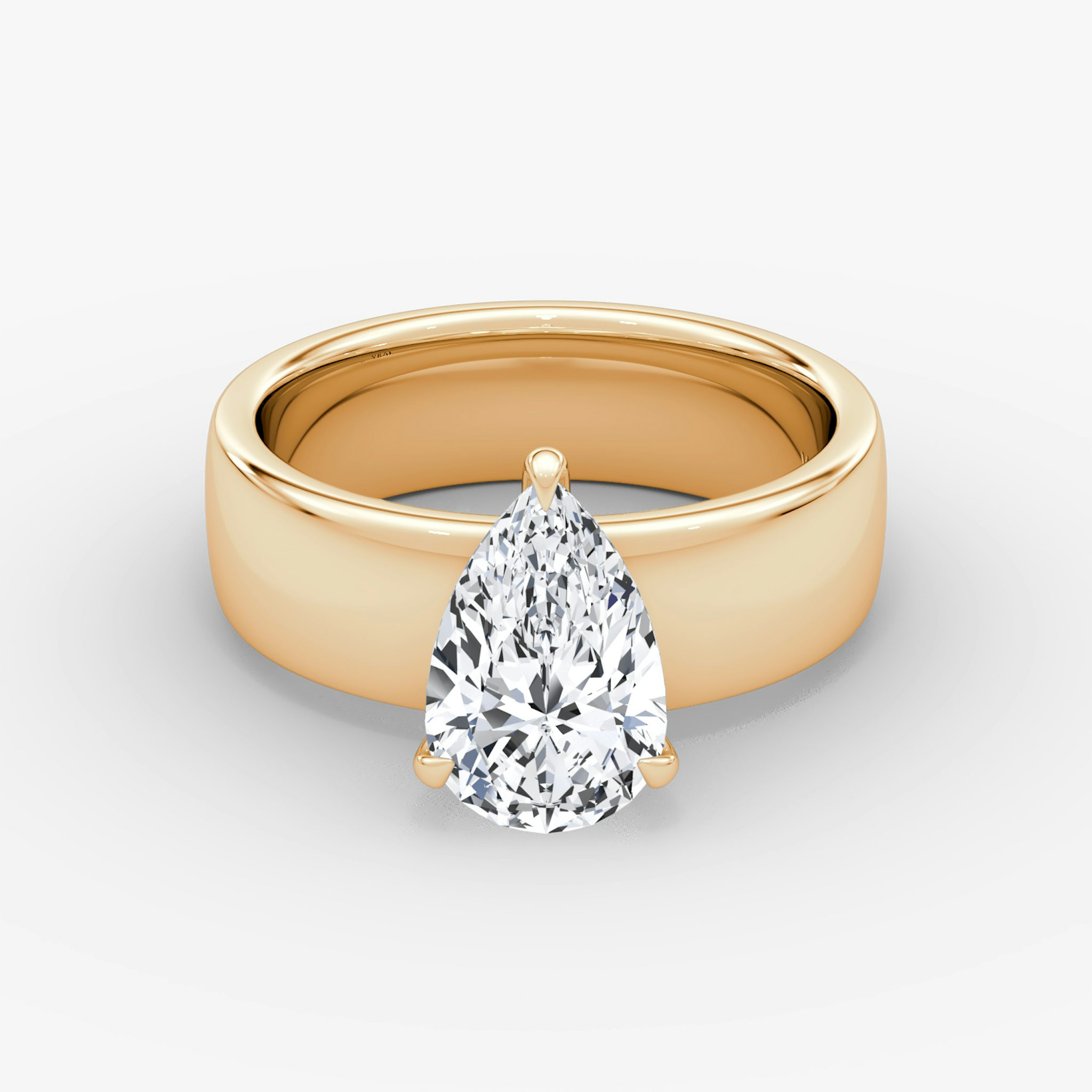 Cigar Band Solitaire | Pear | 14k | Rose Gold | bandWidth: 6mm | diamondOrientation: vertical | caratWeight: other