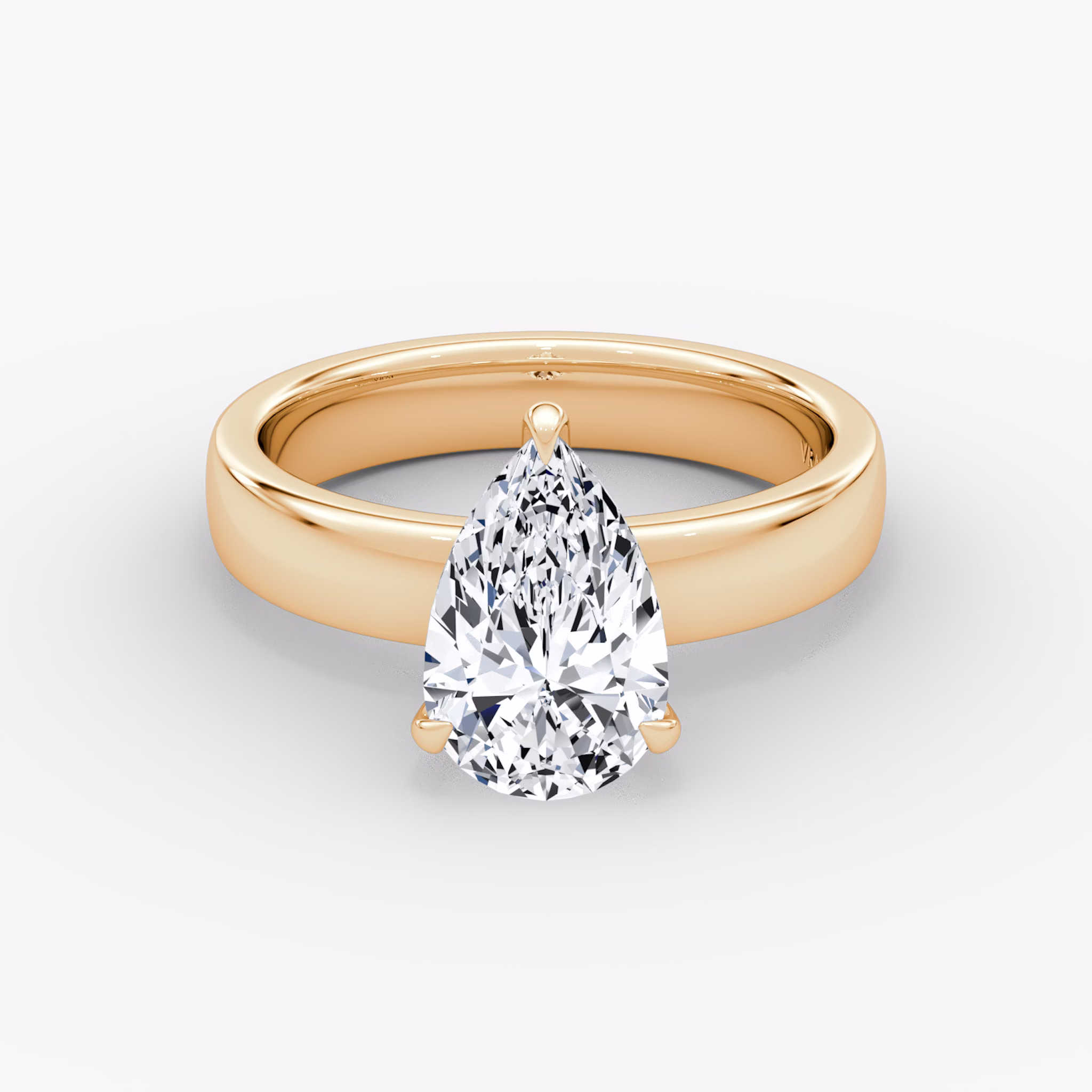 Cigar Band Solitaire | Pear | 14k | Rose Gold | bandWidth: 4mm | diamondOrientation: vertical | caratWeight: other