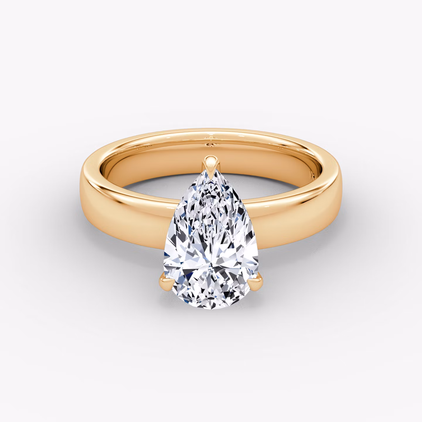 Cigar Band Solitaire Pear | Rose Gold