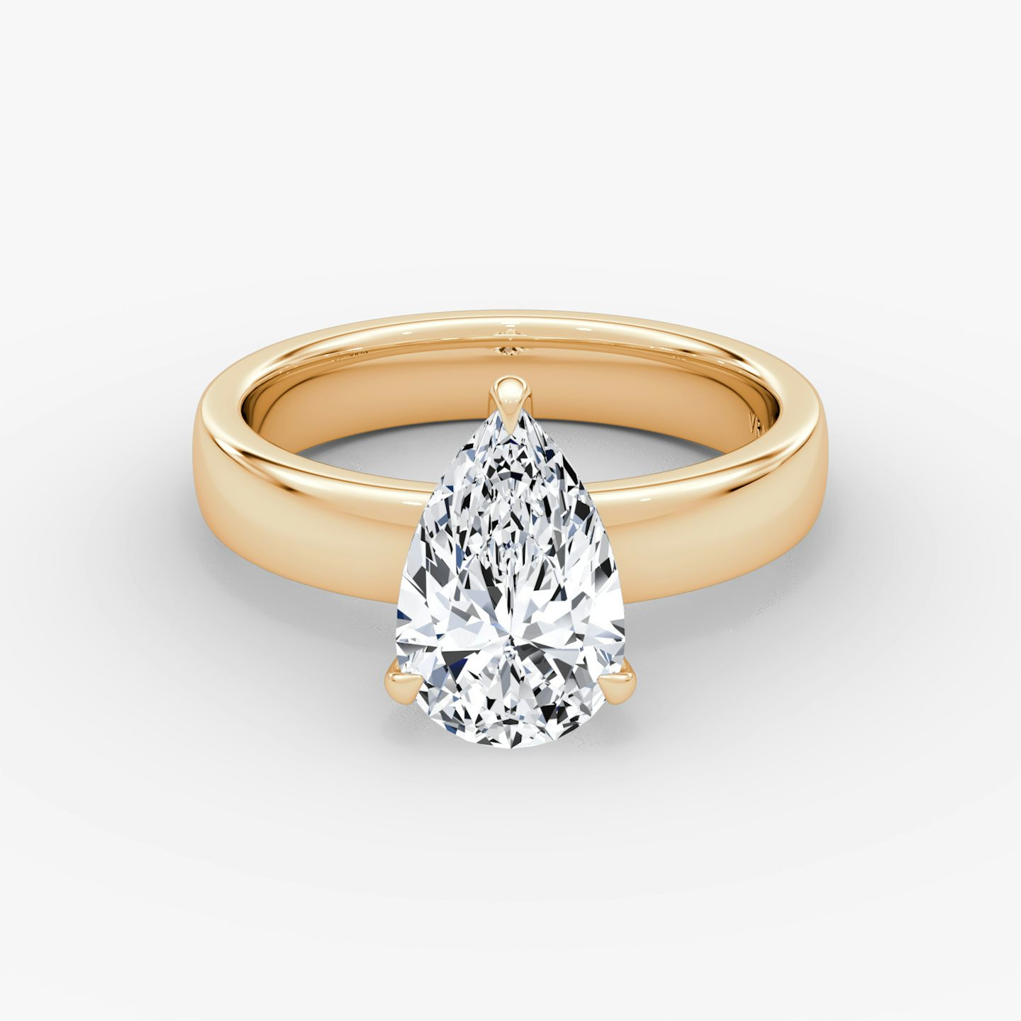 Cigar Band Solitaire | Pear | 14k | Rose Gold | bandWidth: 4mm | diamondOrientation: vertical | caratWeight: other