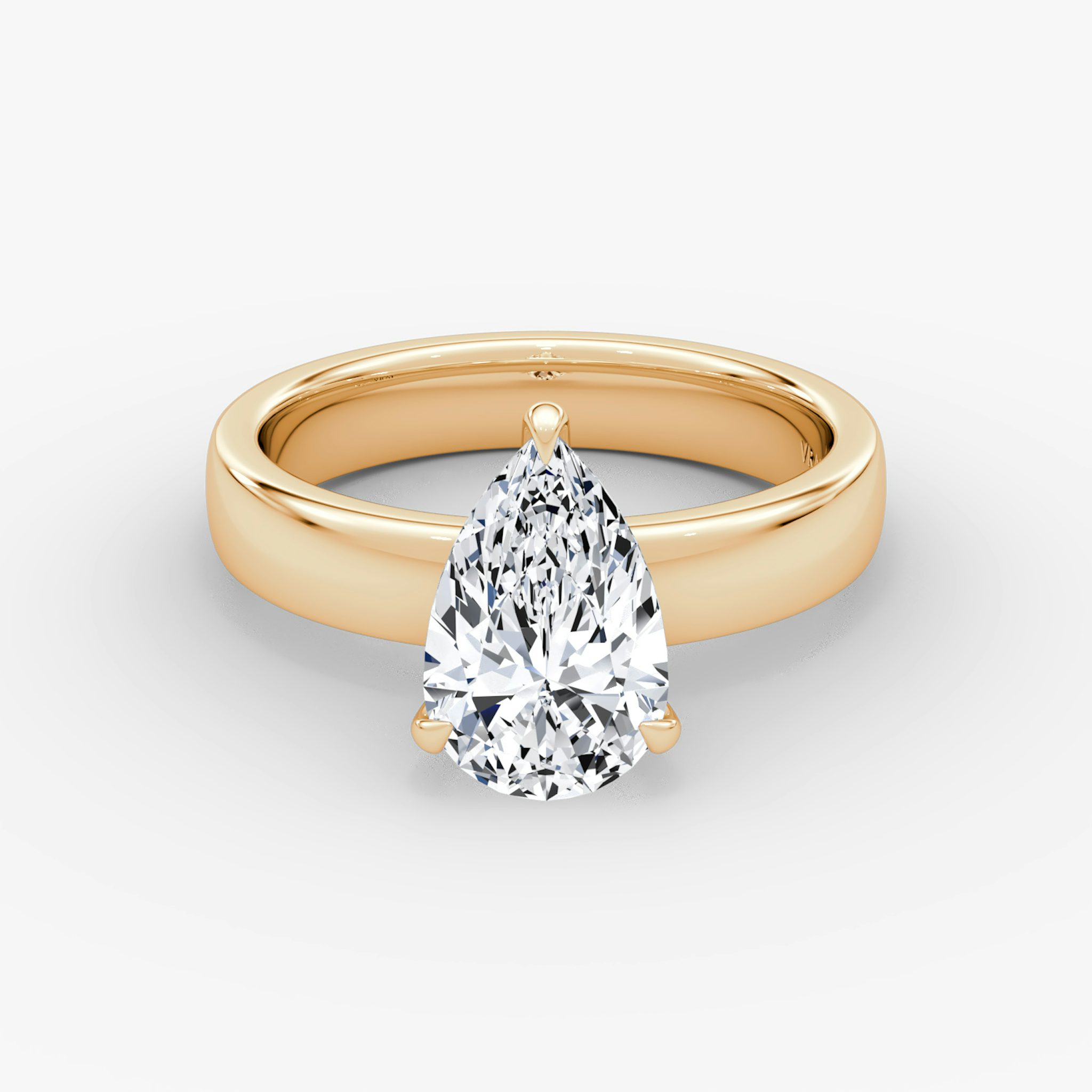 Cigar Band Solitaire | Pear | 14k | Rose Gold | bandWidth: 4mm | diamondOrientation: vertical | caratWeight: other