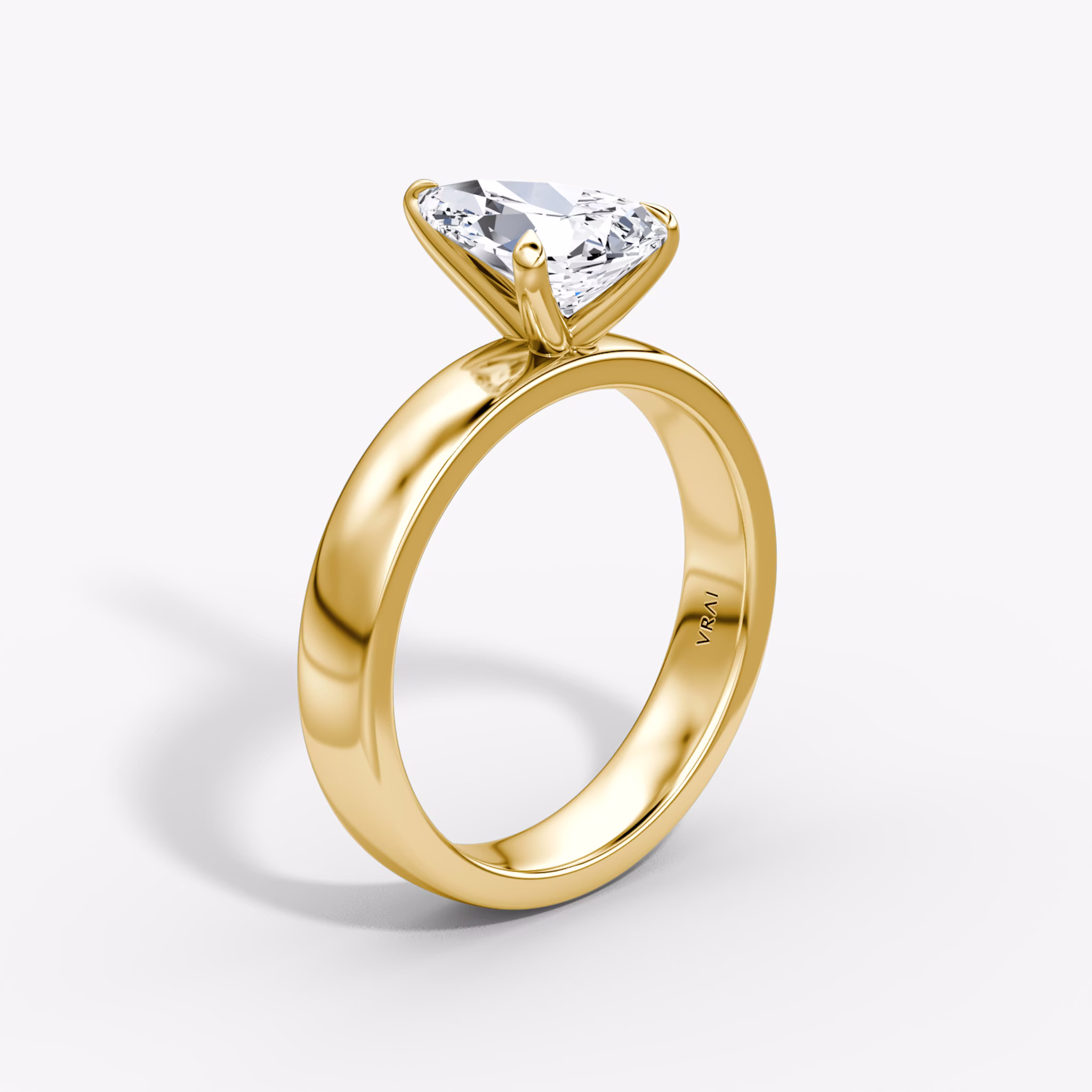 Cigar Band Solitaire | Pear | 18k | Yellow Gold | bandWidth: 4mm | diamondOrientation: vertical | caratWeight: other