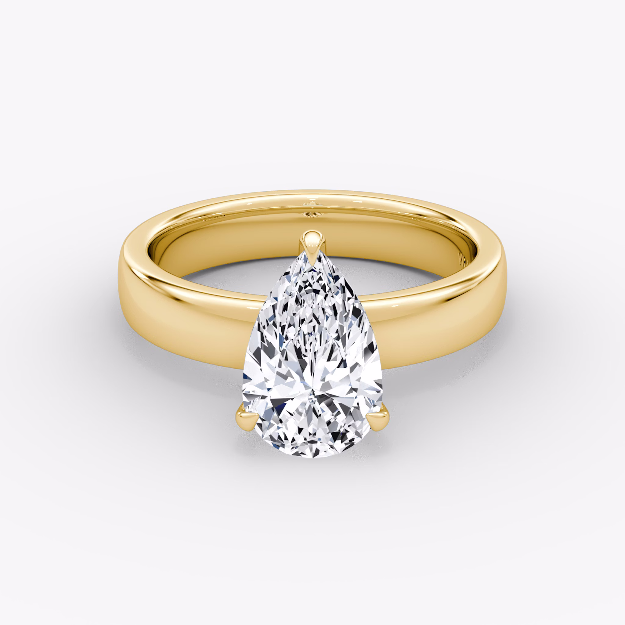 Cigar Band Solitaire | Pear | 18k | Yellow Gold | bandWidth: 4mm | diamondOrientation: vertical | caratWeight: other