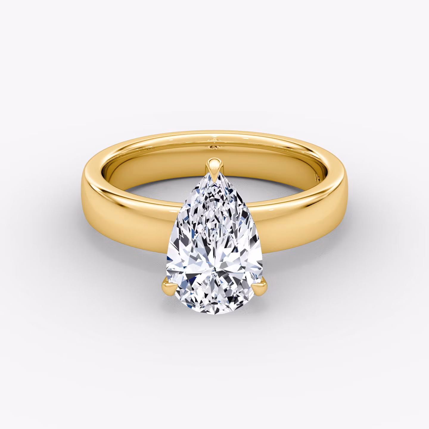 Cigar Band Solitaire Pear | Yellow Gold
