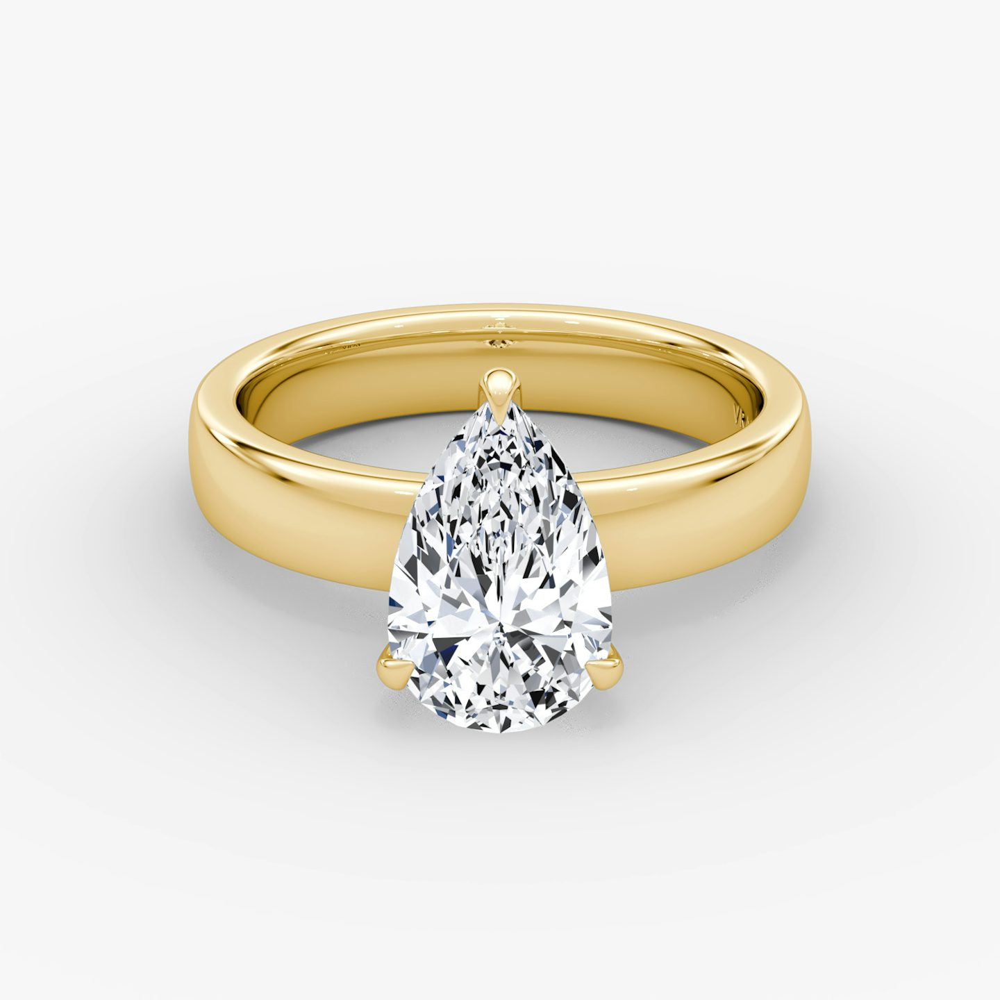 Cigar Band Solitaire | Pear | 18k | Yellow Gold | bandWidth: 4mm | diamondOrientation: vertical | caratWeight: other