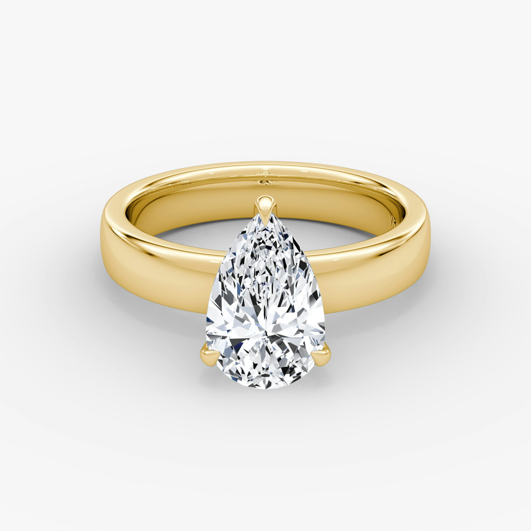 Cigar Band Solitaire | Pear | 18k | Yellow Gold | bandWidth: 4mm | diamondOrientation: vertical | caratWeight: other