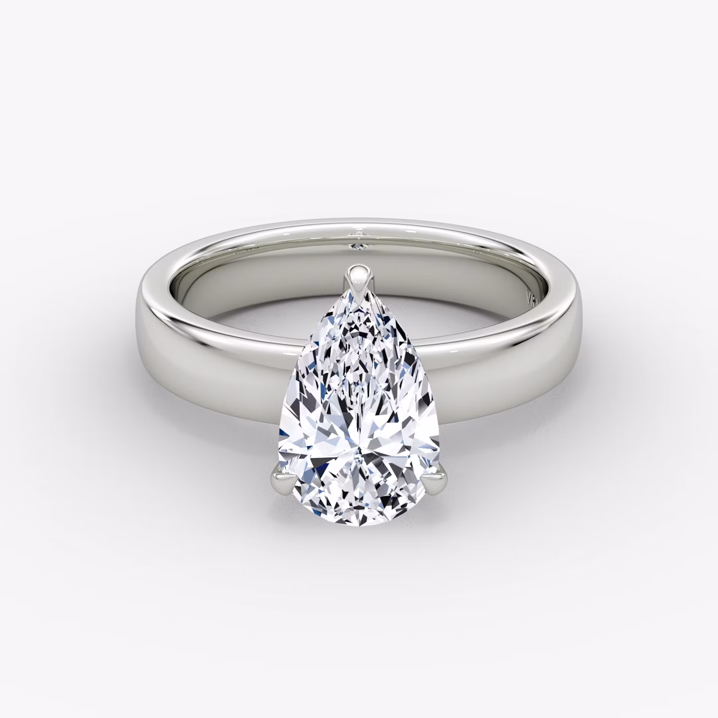 Cigar Band Solitaire Pear | White Gold