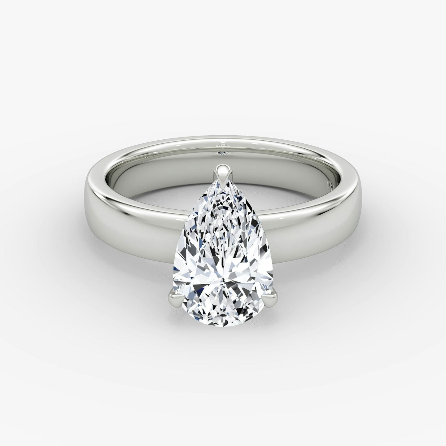 Cigar Band Solitaire | Pear | 18k | White Gold | bandWidth: 4mm | diamondOrientation: vertical | caratWeight: other