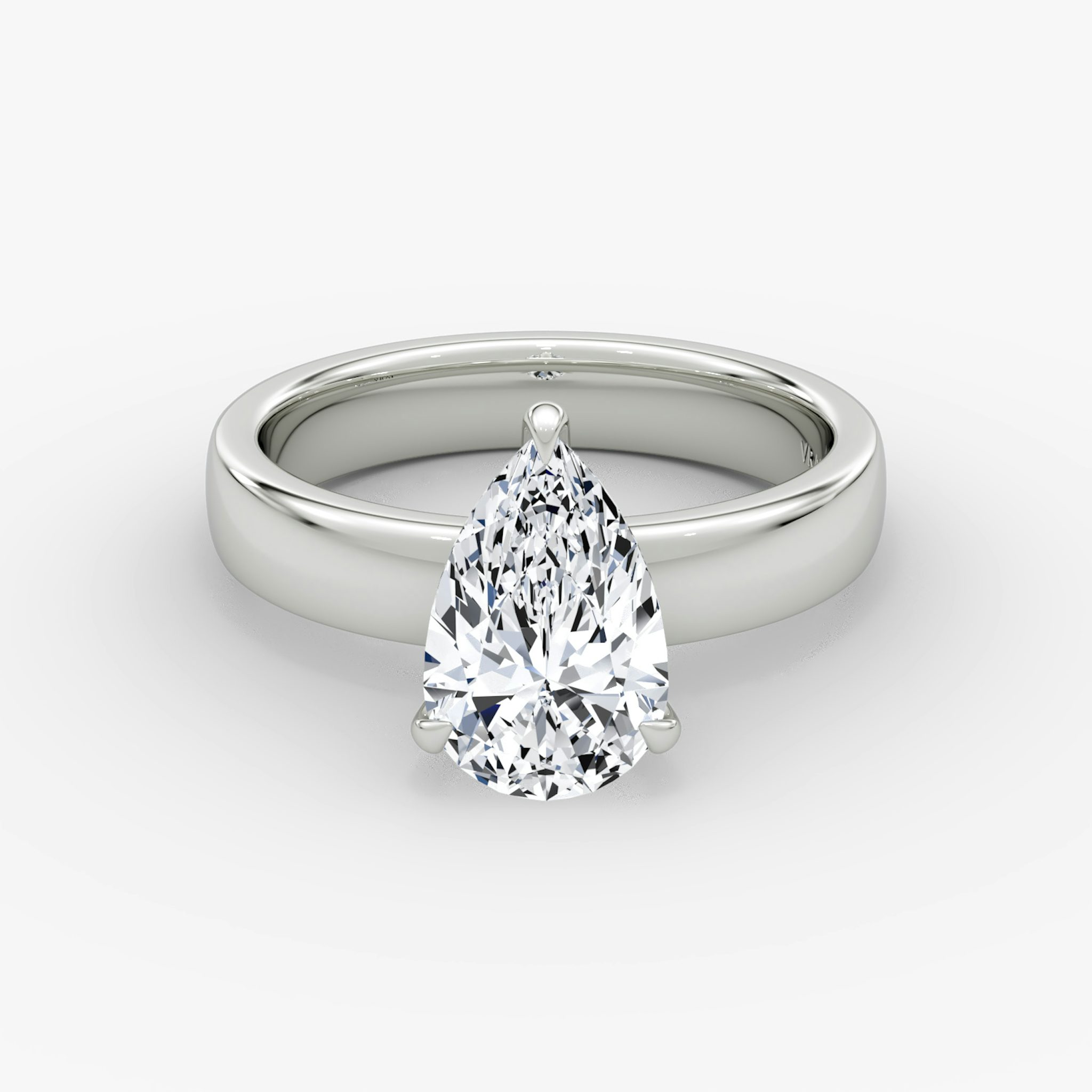 Cigar Band Solitaire | Pear | Platinum | bandWidth: 4mm | diamondOrientation: vertical | caratWeight: other