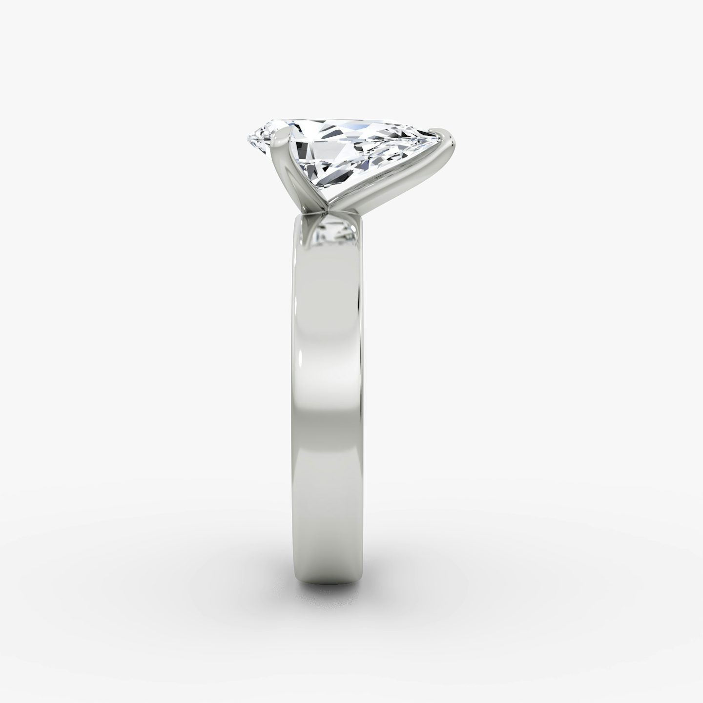 Cigar Band Solitaire | Pear | 18k | White Gold | bandWidth: 4mm | diamondOrientation: vertical | caratWeight: other