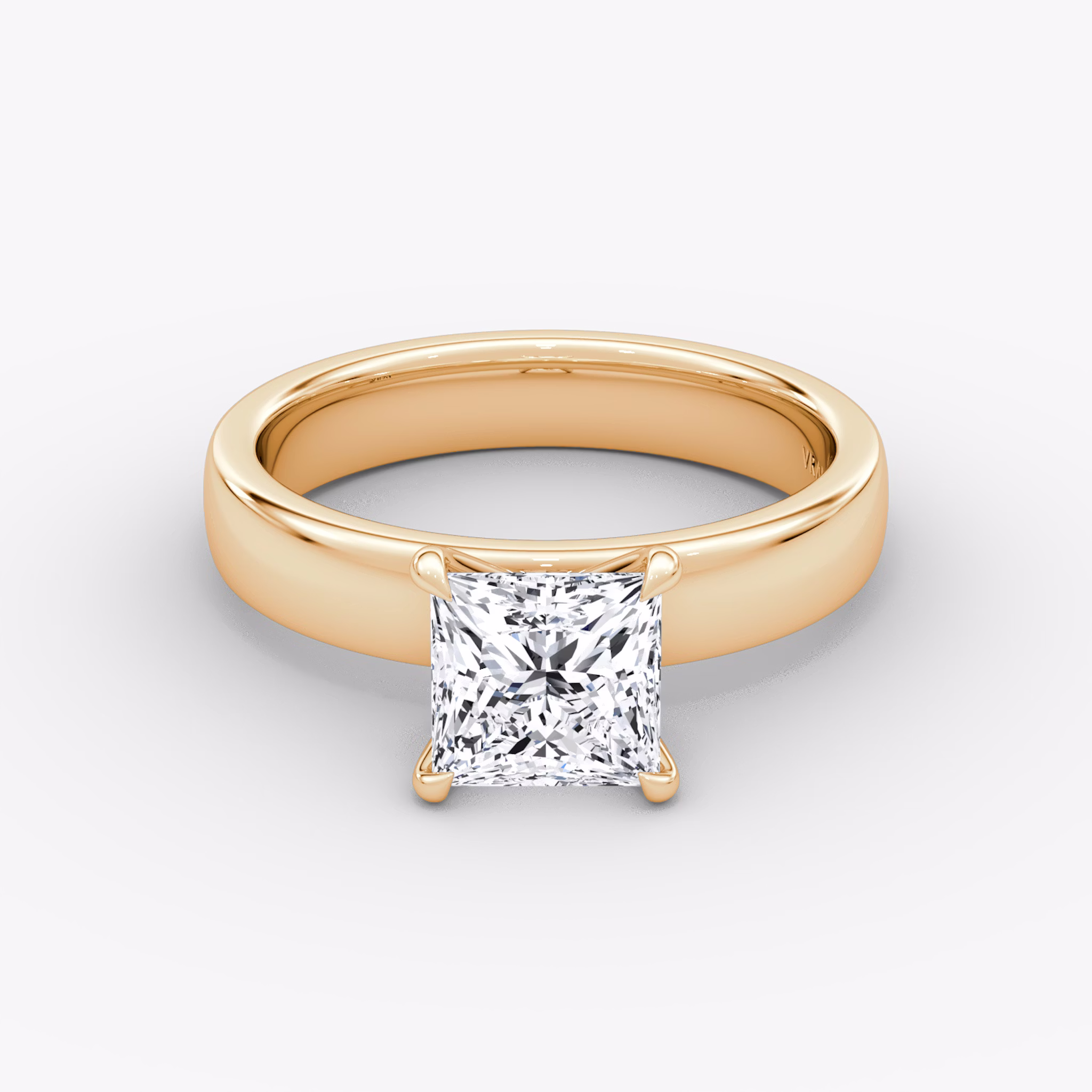 Cigar Band Solitaire | Princess | 14k | Rose Gold | bandWidth: 4mm | diamondOrientation: vertical | caratWeight: other