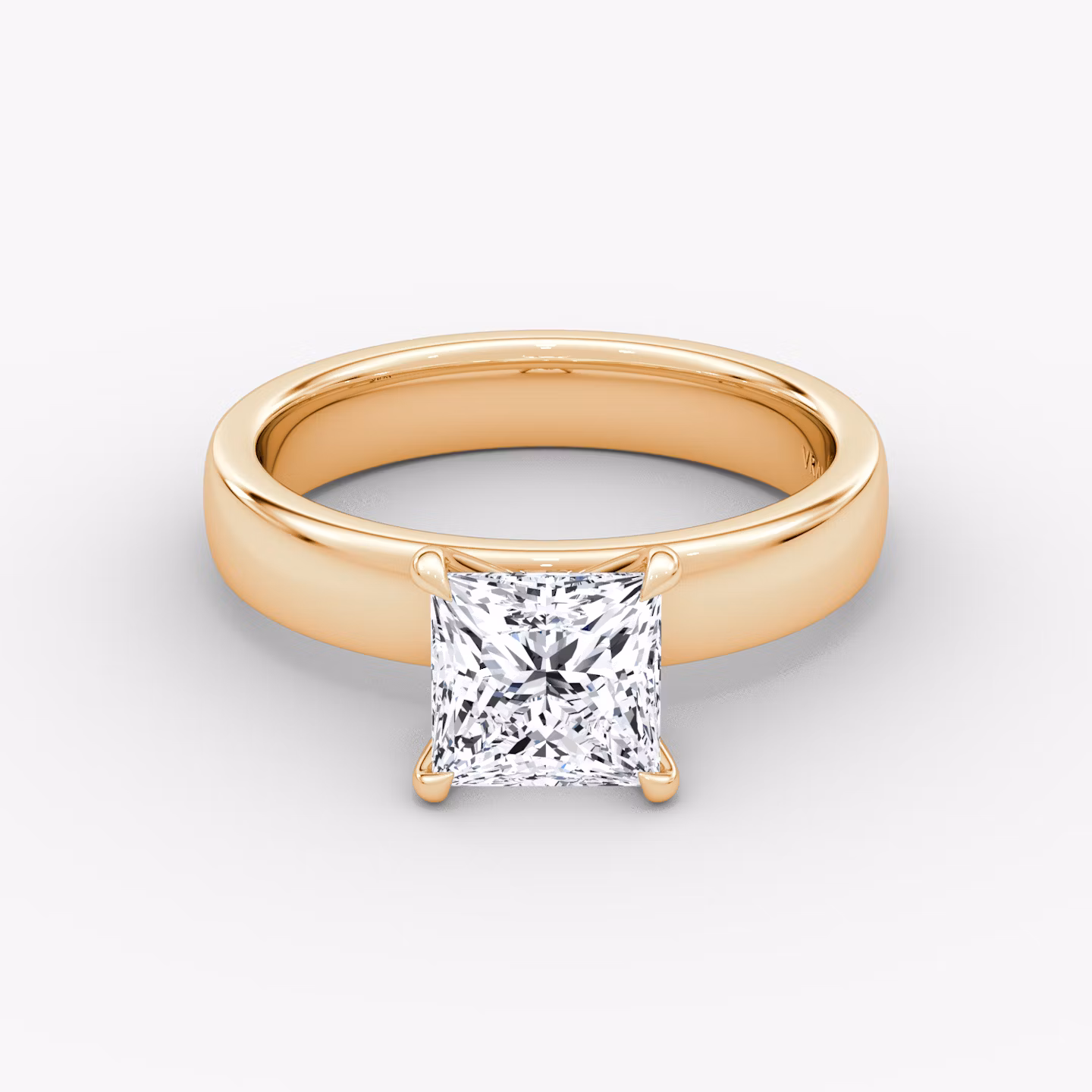 Cigar Band Solitaire | Princess | 14k | Rose Gold | bandWidth: 4mm | diamondOrientation: vertical | caratWeight: other