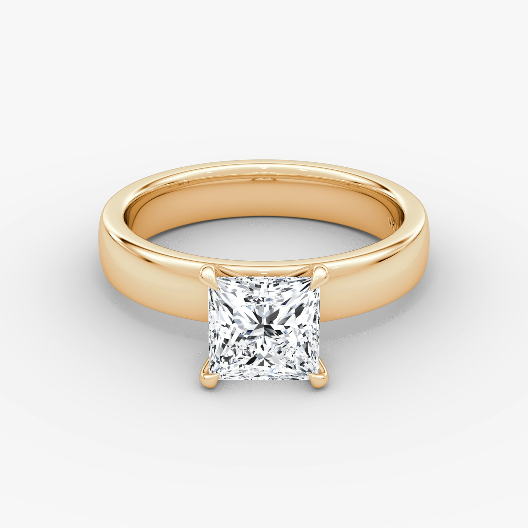 Cigar Band Solitaire | Princess | 14k | Rose Gold | bandWidth: 4mm | diamondOrientation: vertical | caratWeight: other