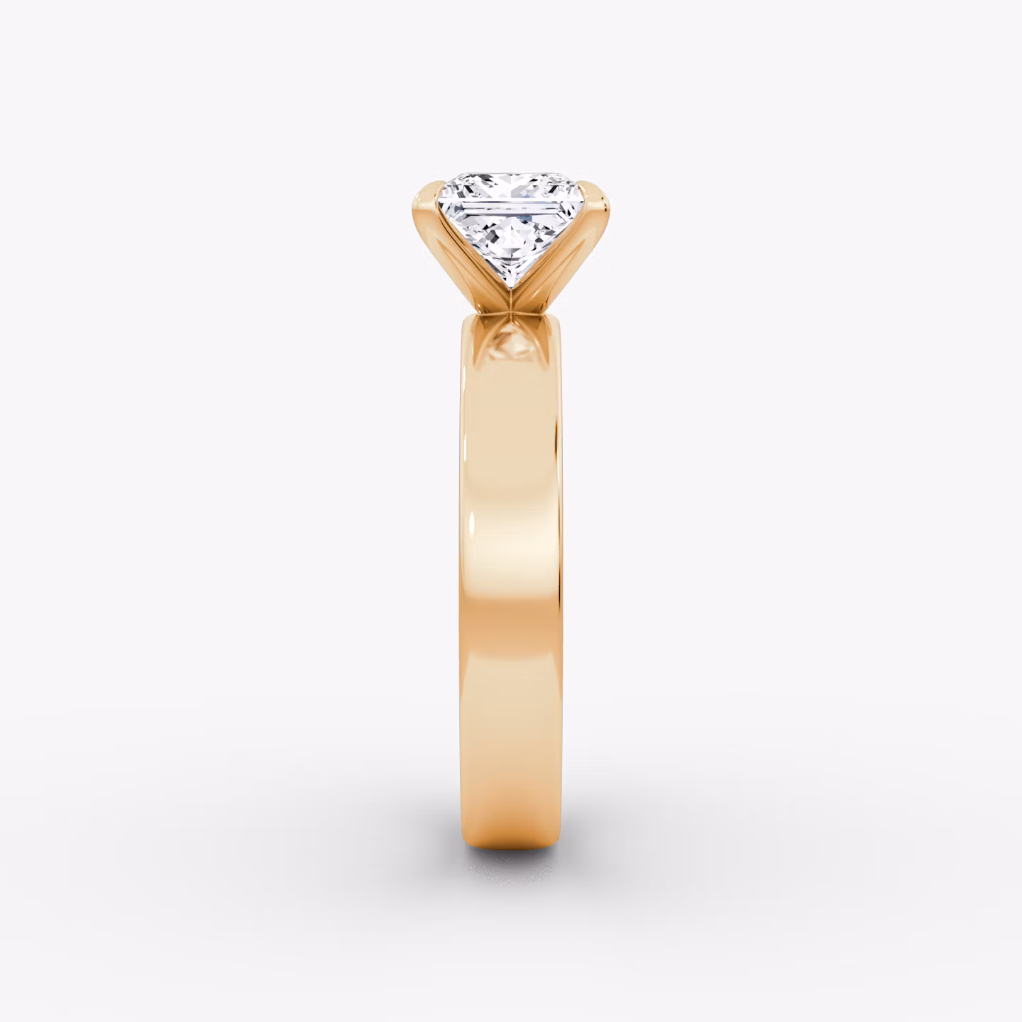 Cigar Band Solitaire | Princess | 14k | Rose Gold | bandWidth: 4mm | diamondOrientation: vertical | caratWeight: other