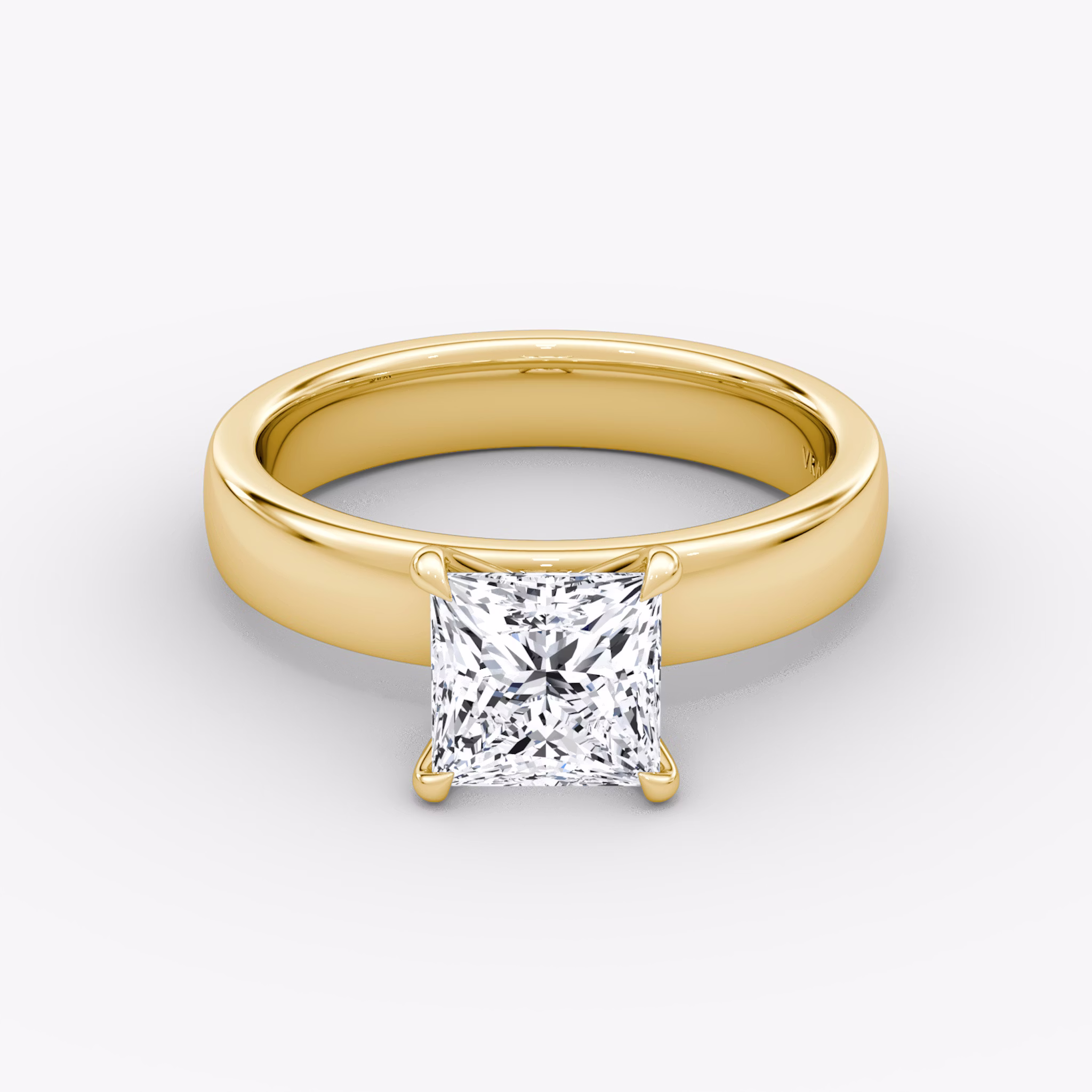 Cigar Band Solitaire | Princess | 18k | Yellow Gold | bandWidth: 4mm | diamondOrientation: vertical | caratWeight: other