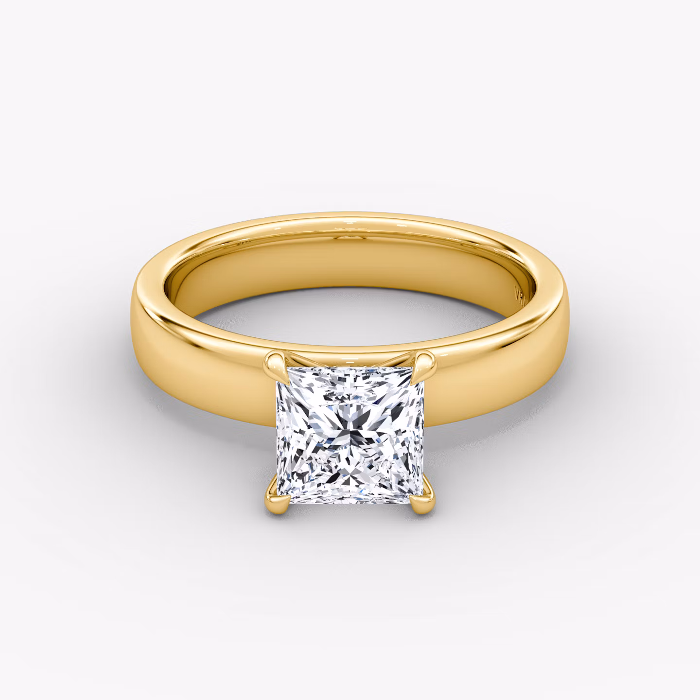 Cigar Band Solitaire Princess | Yellow Gold