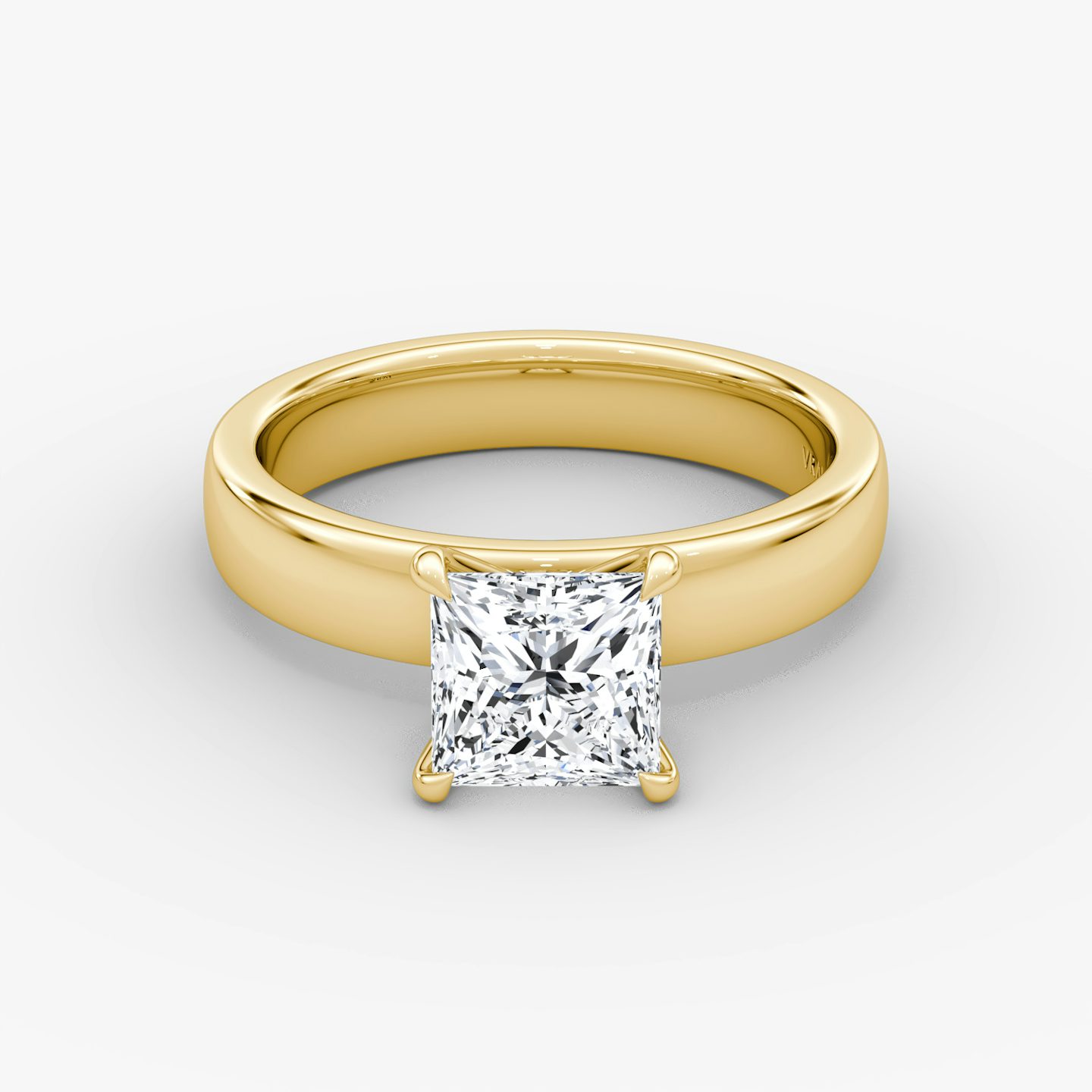 Cigar Band Solitaire | Princess | 18k | Yellow Gold | bandWidth: 4mm | diamondOrientation: vertical | caratWeight: other