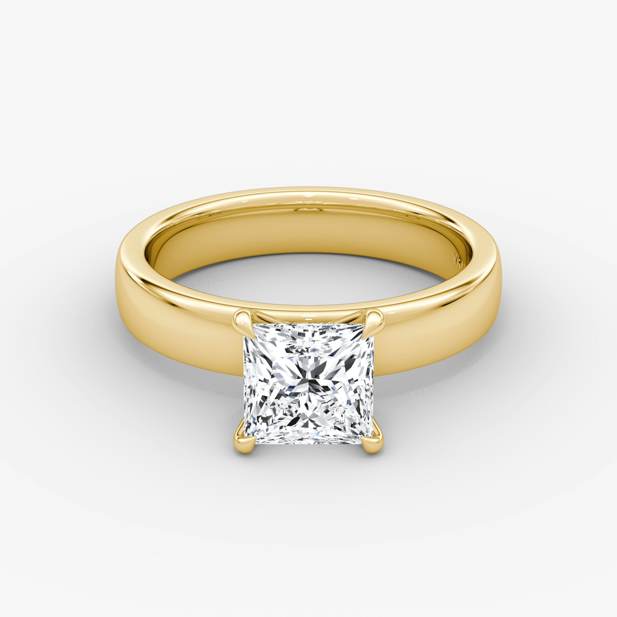 Cigar Band Solitaire | Princess | 18k | Yellow Gold | bandWidth: 4mm | diamondOrientation: vertical | caratWeight: other